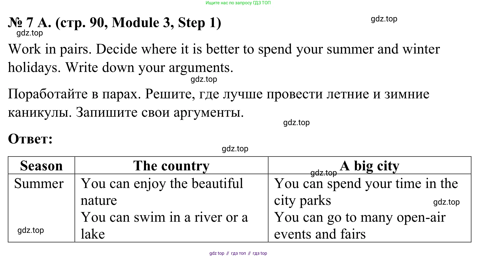 Английский язык (english), 7 класс Учебник, авторы: Афанасьева Ольга Васильевна (Afanasyeva Olga), Михеева Ирина Владимировна (Mikheeva Irina), Баранова Ксения Михайловна (Baranova Ksenia), издательство Просвещение, Москва, 2024, Часть 1, страница 90, номер 7, Решение 2024