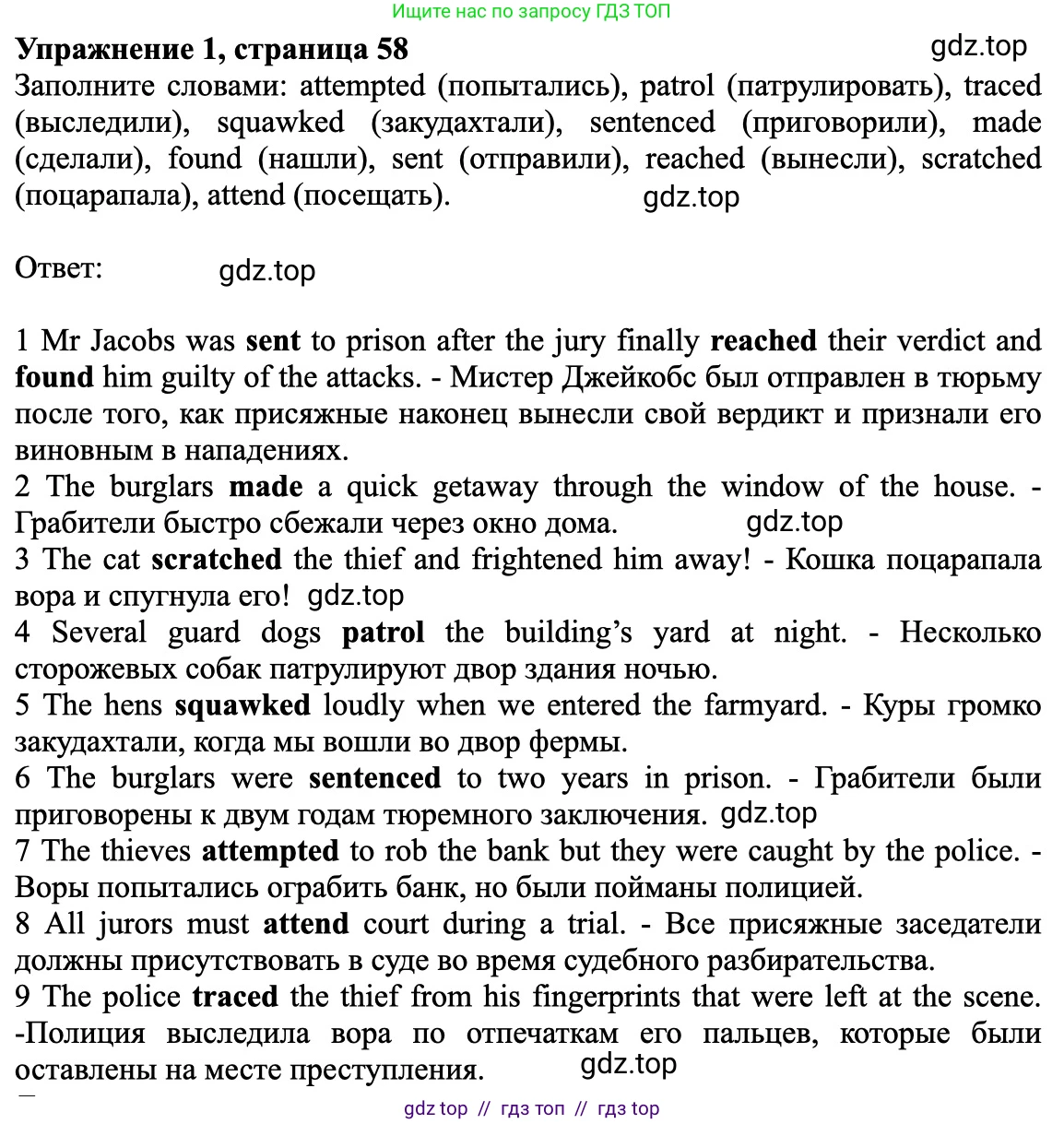 Английский язык (english), 7 класс Рабочая тетрадь (workbook), авторы: Баранова Ксения Михайловна (Baranova Ksenia), Дули Дженни (Dooley Jenny), Копылова Виктория Викторовна (Kopylova Victoria), Мильруд Радислав Петрович (Millrood Radislav), Эванс Вирджиния (Evans Virginia), издательство Просвещение, Москва, 2023, белого цвета, страница 58, номер 1, Решение 1 (2023-2027)