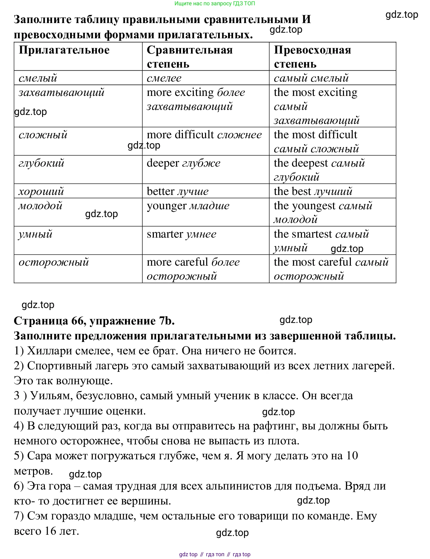 Английский язык (english), 7 класс Рабочая тетрадь (workbook), авторы: Баранова Ксения Михайловна (Baranova Ksenia), Дули Дженни (Dooley Jenny), Копылова Виктория Викторовна (Kopylova Victoria), Мильруд Радислав Петрович (Millrood Radislav), Эванс Вирджиния (Evans Virginia), издательство Просвещение, Москва, 2023, белого цвета, страница 66, номер 7, Решение 1 (2023-2027) (продолжение 2)