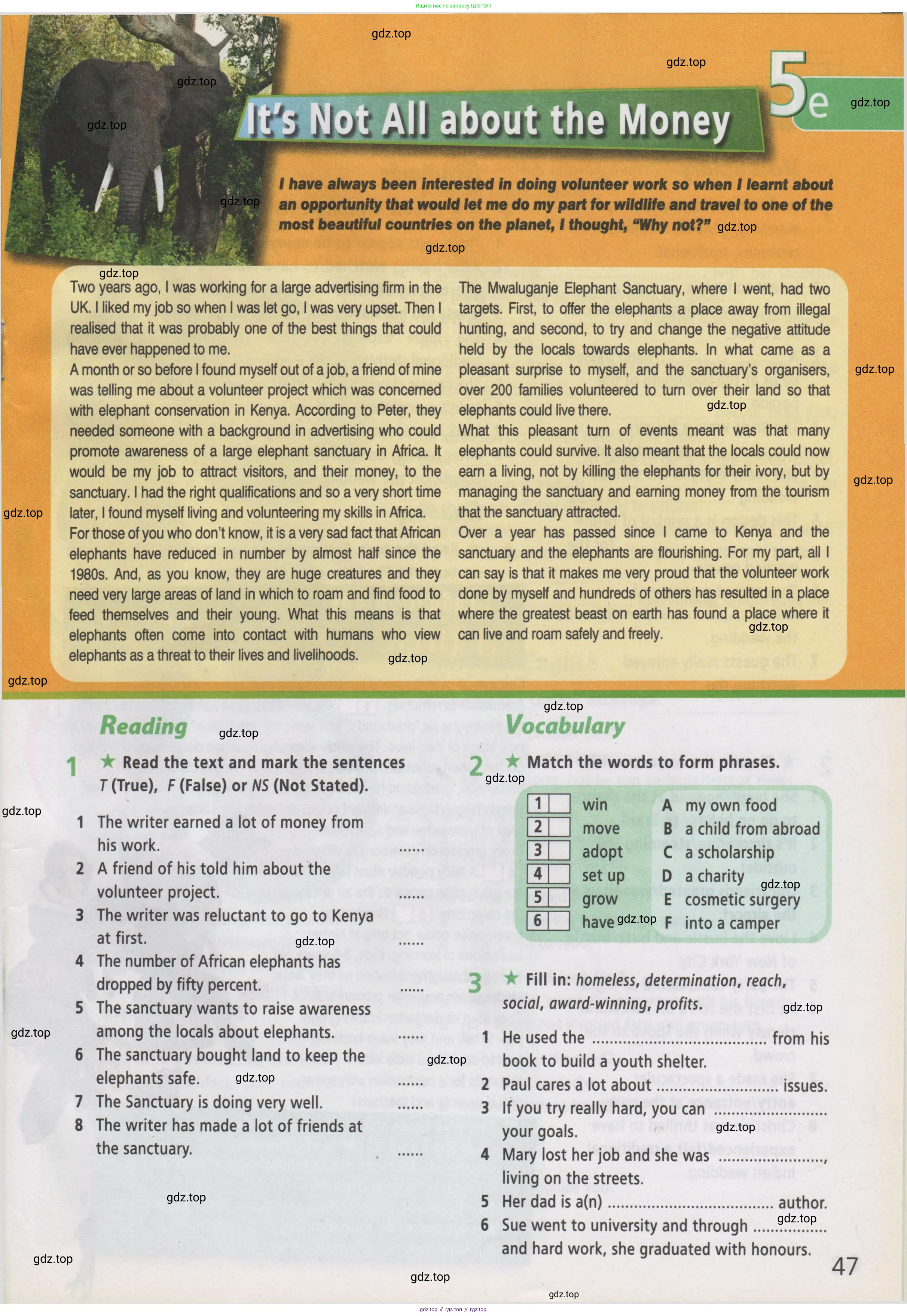 Английский язык (english), 7 класс Рабочая тетрадь (workbook), авторы: Баранова Ксения Михайловна (Baranova Ksenia), Дули Дженни (Dooley Jenny), Копылова Виктория Викторовна (Kopylova Victoria), Мильруд Радислав Петрович (Millrood Radislav), Эванс Вирджиния (Evans Virginia), издательство Просвещение, Москва, 2023, белого цвета, страница 47
