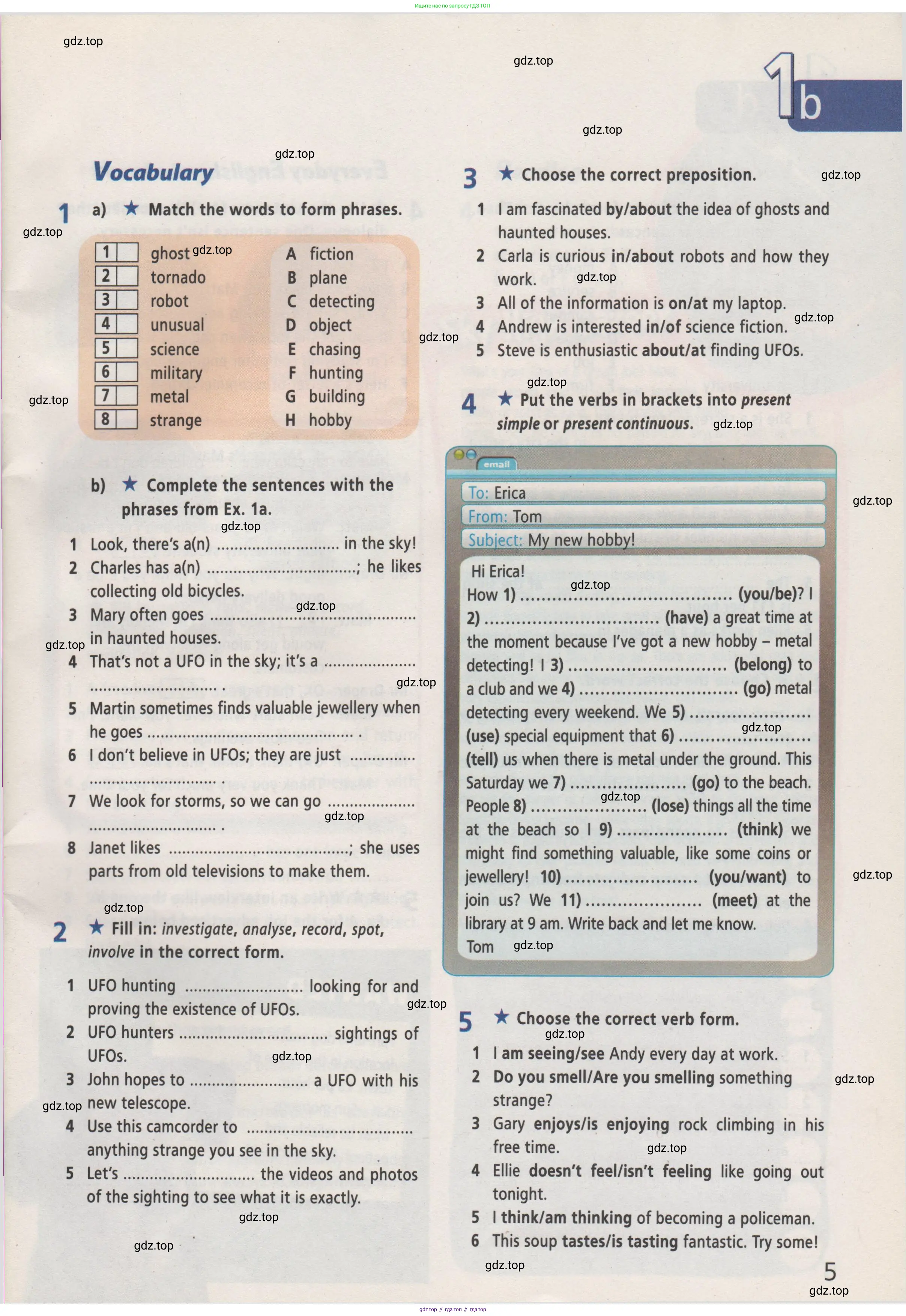 Английский язык (english), 7 класс Рабочая тетрадь (workbook), авторы: Баранова Ксения Михайловна (Baranova Ksenia), Дули Дженни (Dooley Jenny), Копылова Виктория Викторовна (Kopylova Victoria), Мильруд Радислав Петрович (Millrood Radislav), Эванс Вирджиния (Evans Virginia), издательство Просвещение, Москва, 2023, белого цвета, страница 5