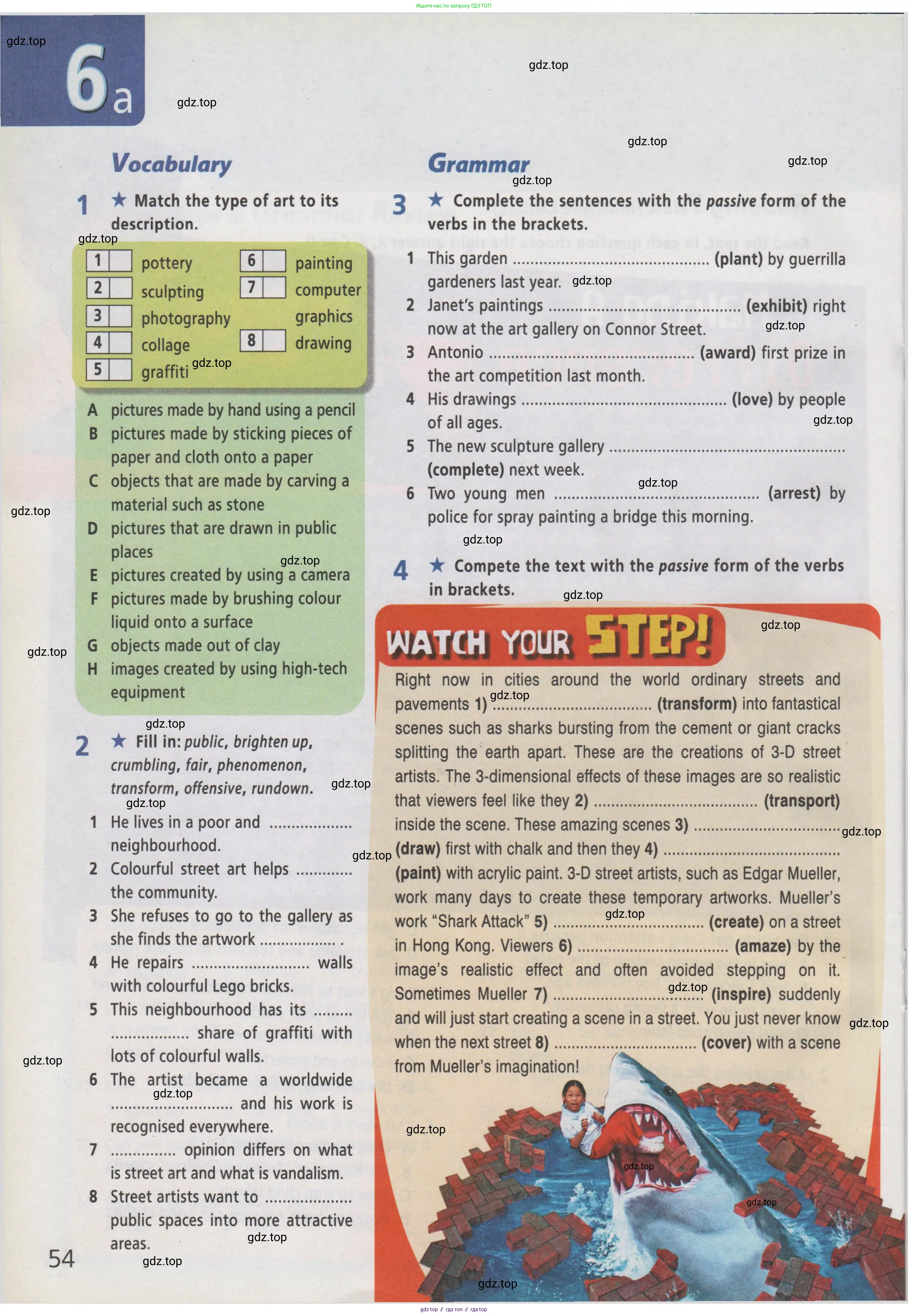 Английский язык (english), 7 класс Рабочая тетрадь (workbook), авторы: Баранова Ксения Михайловна (Baranova Ksenia), Дули Дженни (Dooley Jenny), Копылова Виктория Викторовна (Kopylova Victoria), Мильруд Радислав Петрович (Millrood Radislav), Эванс Вирджиния (Evans Virginia), издательство Просвещение, Москва, 2023, белого цвета, страница 54
