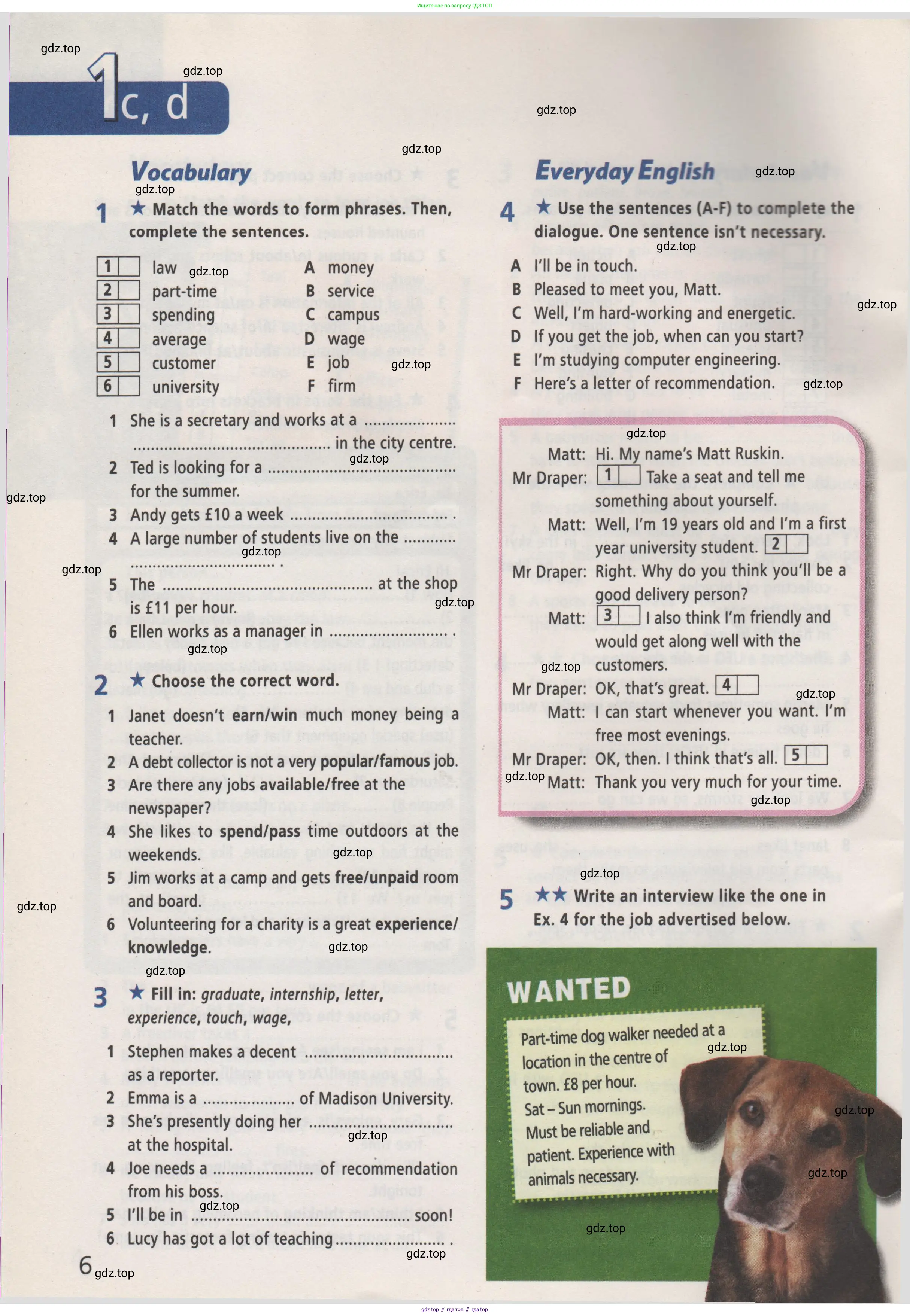 Английский язык (english), 7 класс Рабочая тетрадь (workbook), авторы: Баранова Ксения Михайловна (Baranova Ksenia), Дули Дженни (Dooley Jenny), Копылова Виктория Викторовна (Kopylova Victoria), Мильруд Радислав Петрович (Millrood Radislav), Эванс Вирджиния (Evans Virginia), издательство Просвещение, Москва, 2023, белого цвета, страница 6