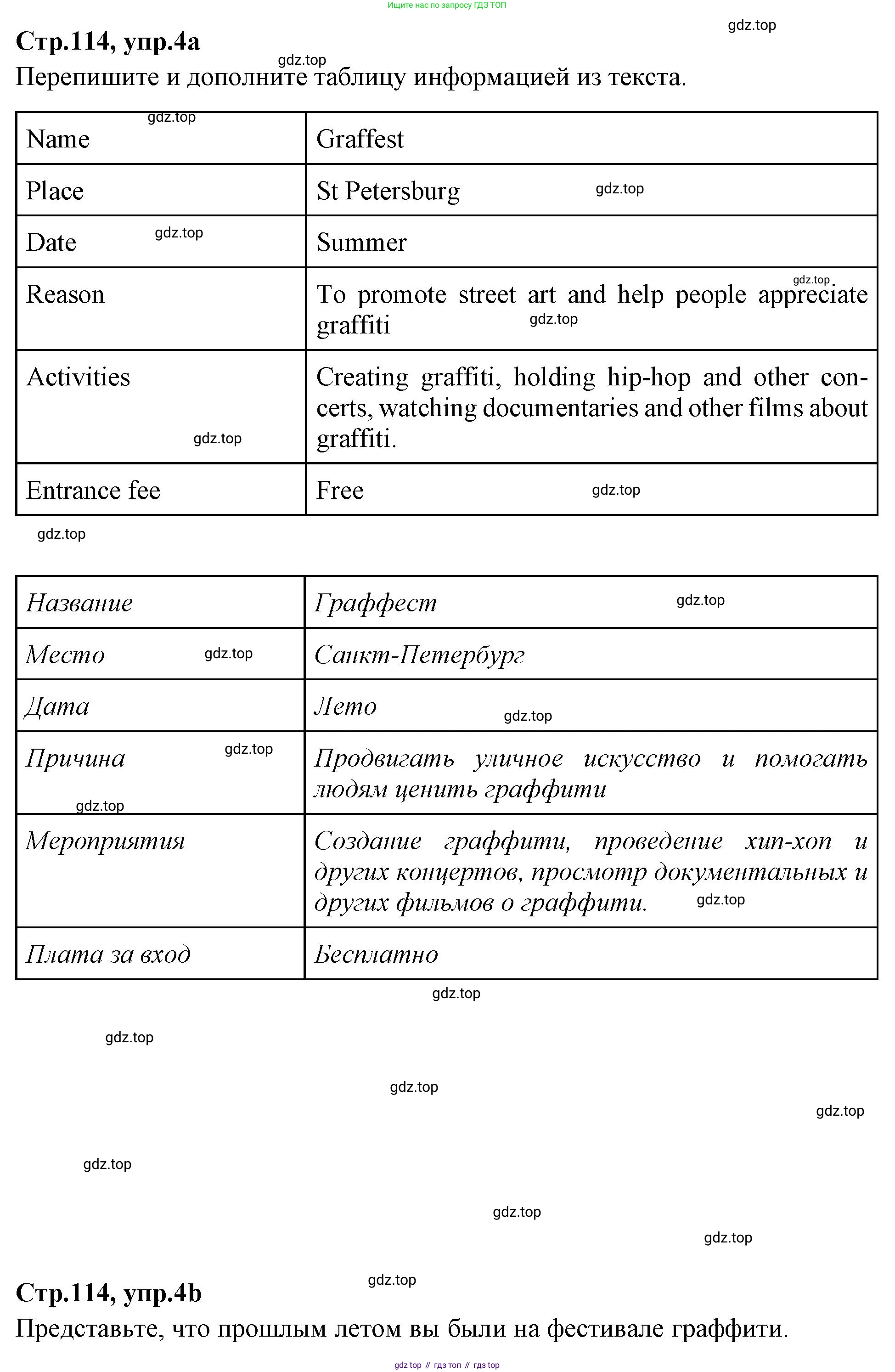 Английский язык (english), 7 класс Учебник (Student's book), авторы: Баранова Ксения Михайловна (Baranova Ksenia), Дули Дженни (Dooley Jenny), Копылова С А, Мильруд Радислав Петрович (Millrood Radislav), Эванс Вирджиния (Evans Virginia), издательство Просвещение, Москва, 2023, белого цвета, страница 114, номер 4, Решение 2023-2027