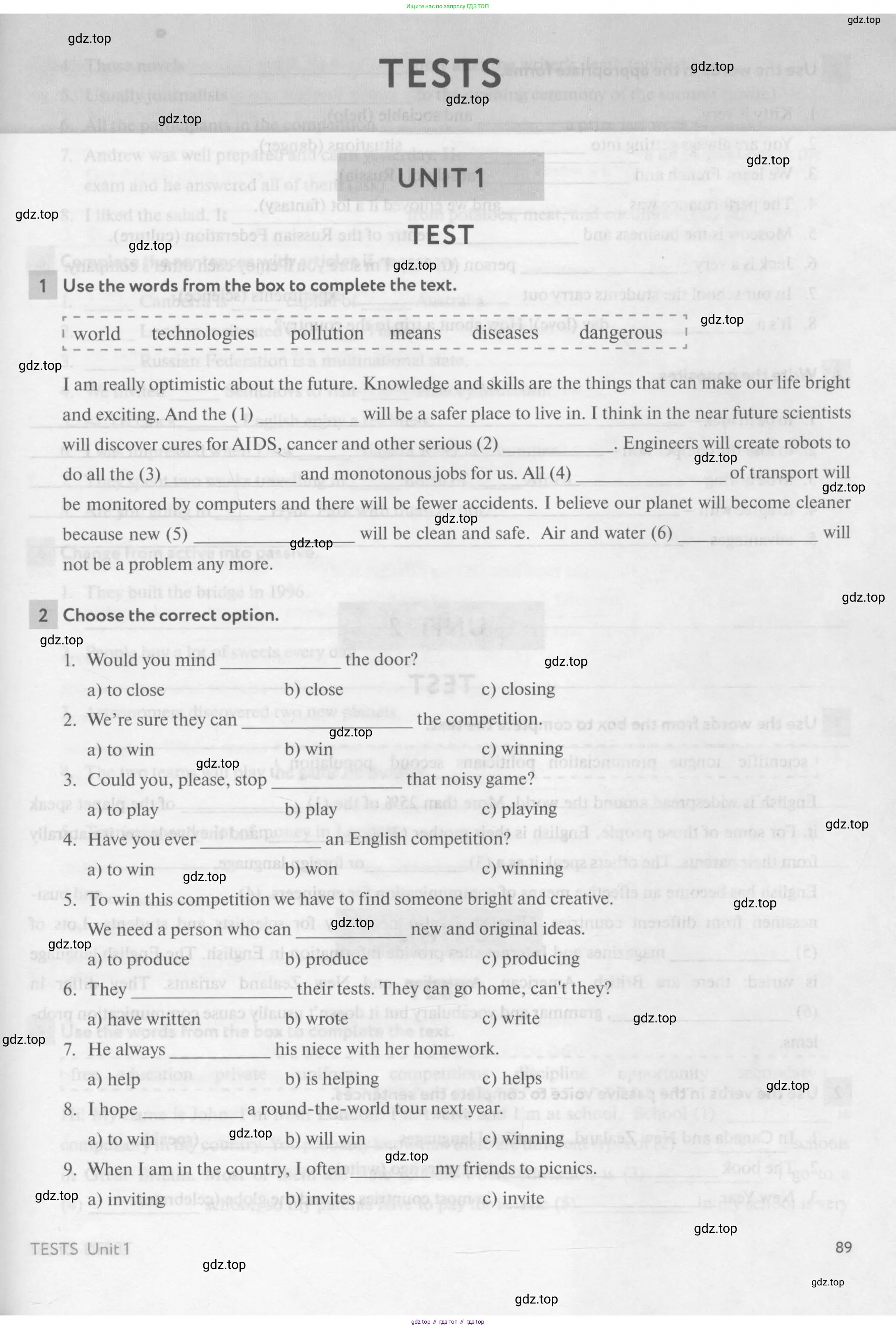 Английский язык (english), 7 класс рабочая тетрадь с контрольными работами (workbook + tests), авторы: Биболетова Мерем Забатовна, Бабушис Елена Евгеньевна, издательство Аст-Астрель, Москва, 2016, страница 89