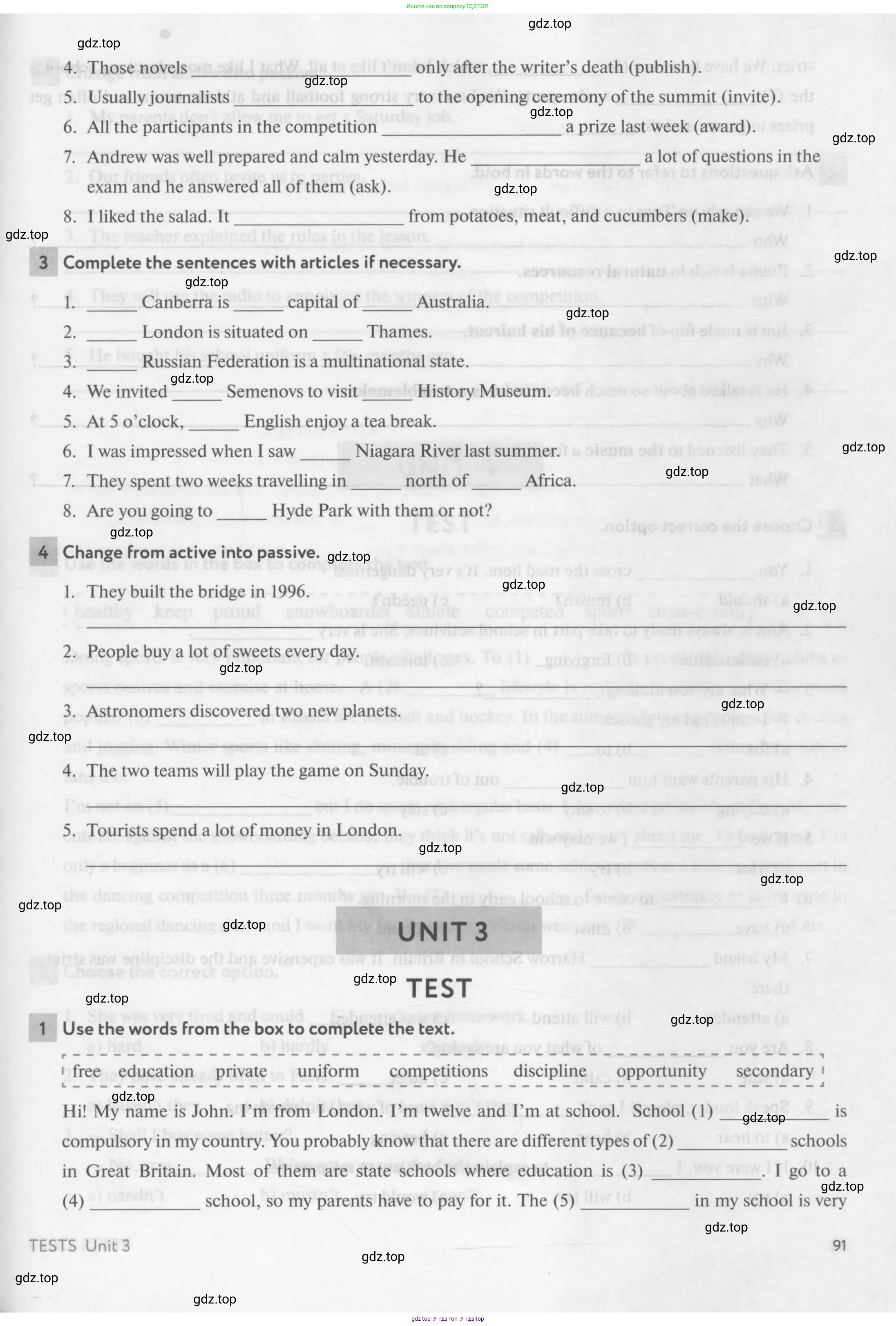 Английский язык (english), 7 класс рабочая тетрадь с контрольными работами (workbook + tests), авторы: Биболетова Мерем Забатовна, Бабушис Елена Евгеньевна, издательство Аст-Астрель, Москва, 2016, страница 91