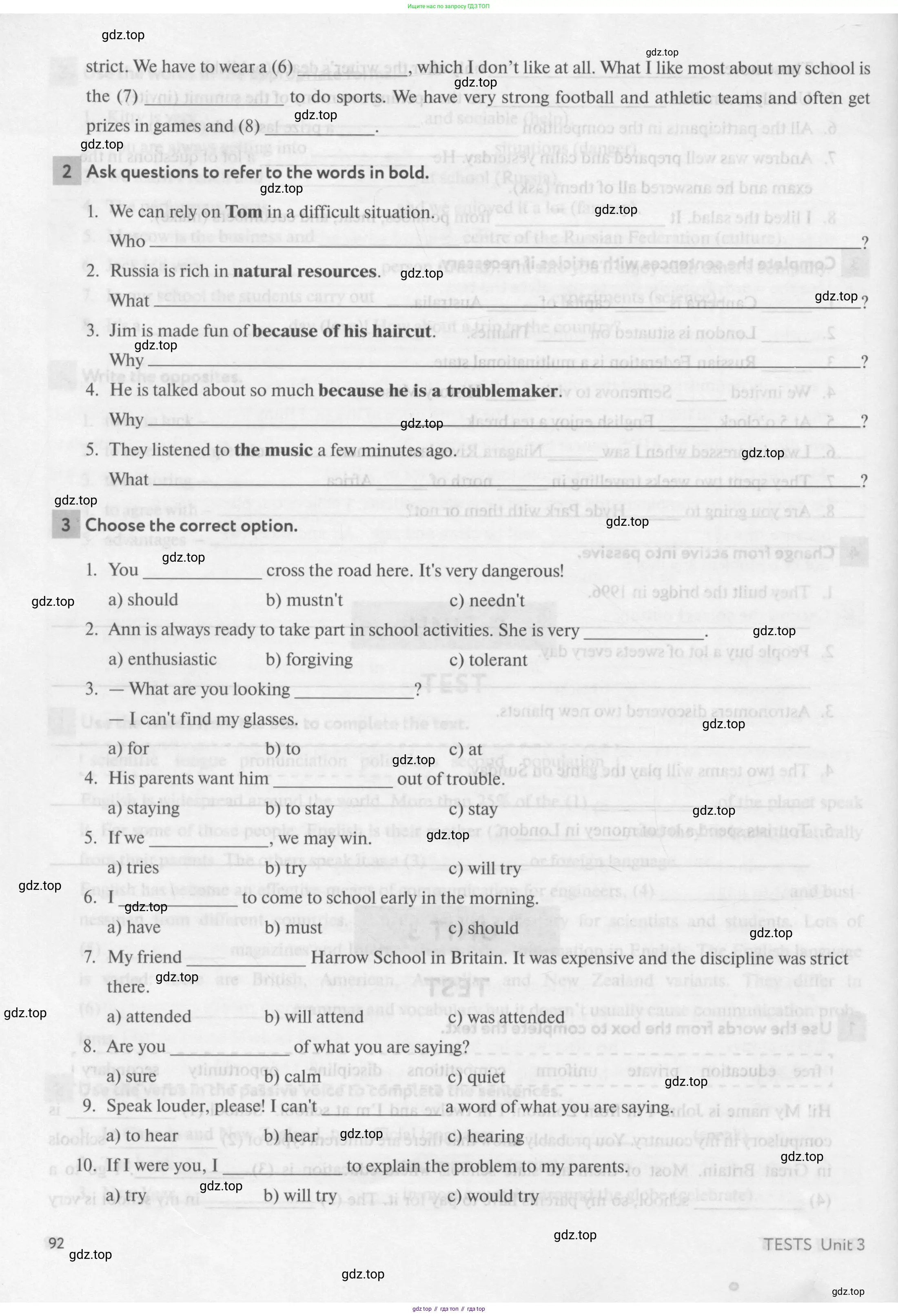 Английский язык (english), 7 класс рабочая тетрадь с контрольными работами (workbook + tests), авторы: Биболетова Мерем Забатовна, Бабушис Елена Евгеньевна, издательство Аст-Астрель, Москва, 2016, страница 92