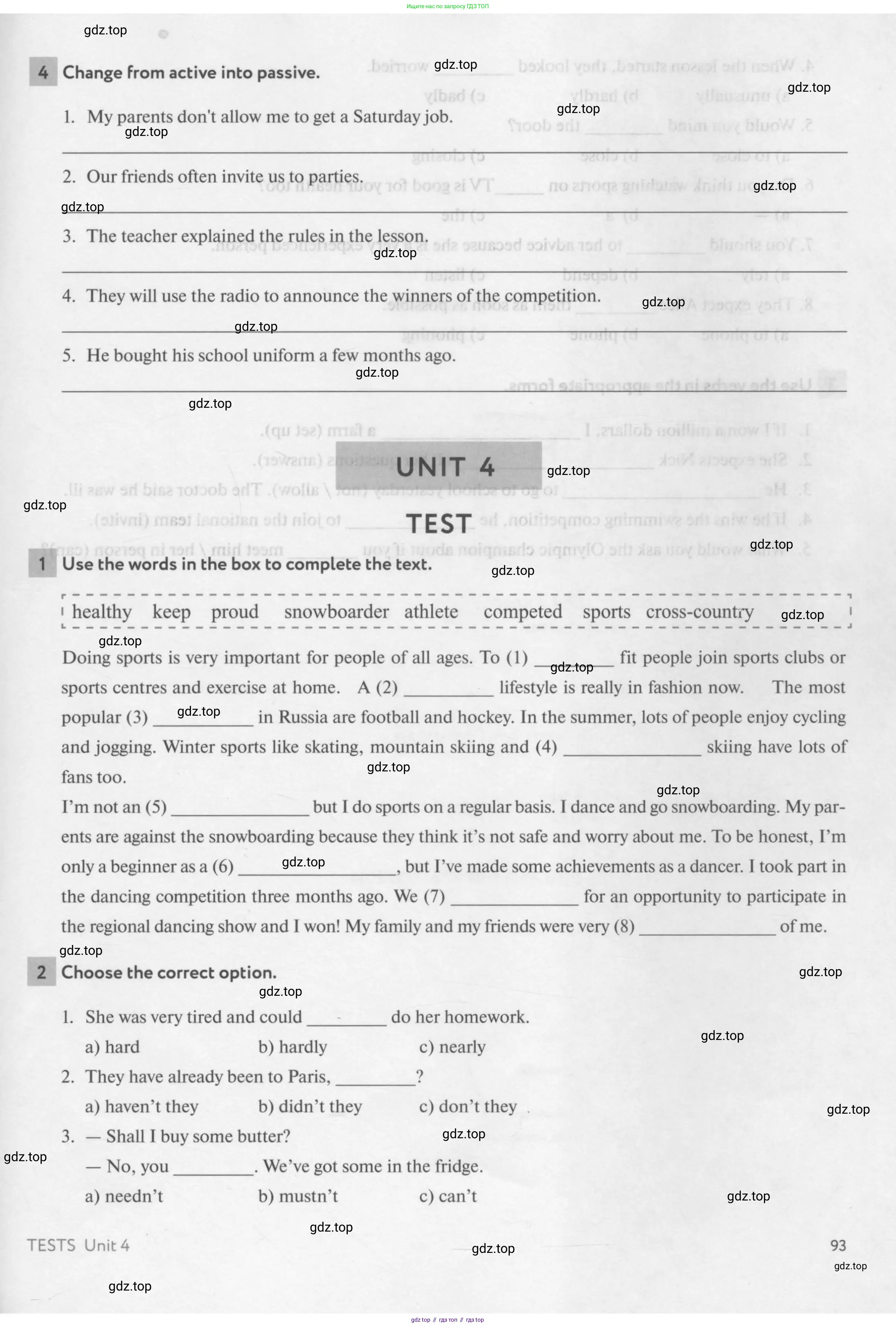 Английский язык (english), 7 класс рабочая тетрадь с контрольными работами (workbook + tests), авторы: Биболетова Мерем Забатовна, Бабушис Елена Евгеньевна, издательство Аст-Астрель, Москва, 2016, страница 93