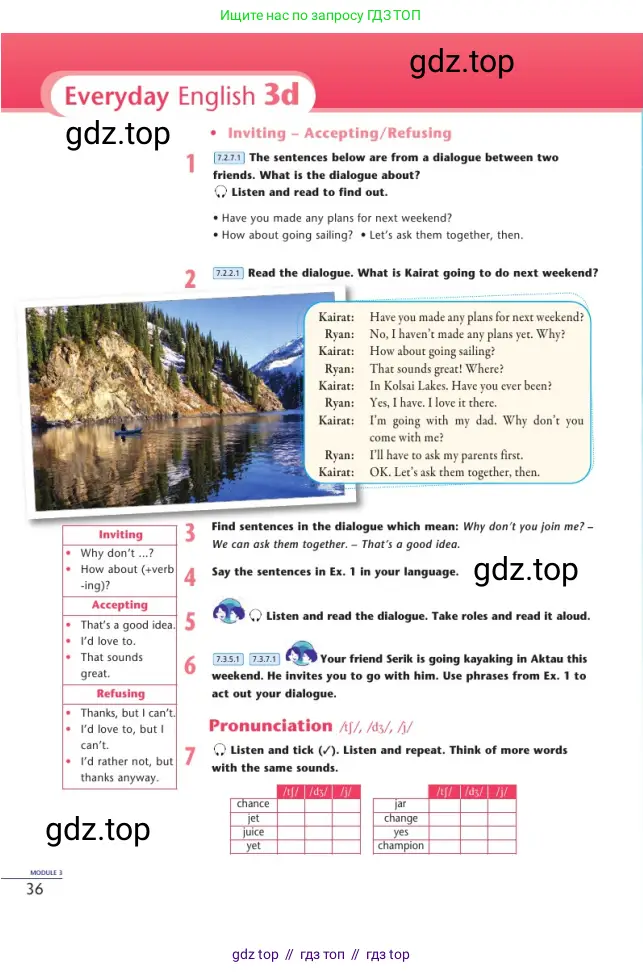 Английский язык (english), 7 класс Учебник (Student's book), авторы: Дули Дженни (Dooley Jenny), Оби Боб (Obee Bob), Мухамеджанова Наталья (Mukhamedjanova Natalya), Манапбаева Жаннура (Manapbayeva Zhannura), издательство Express Publishing, Алматы, 2025, зелёного цвета, страница 36