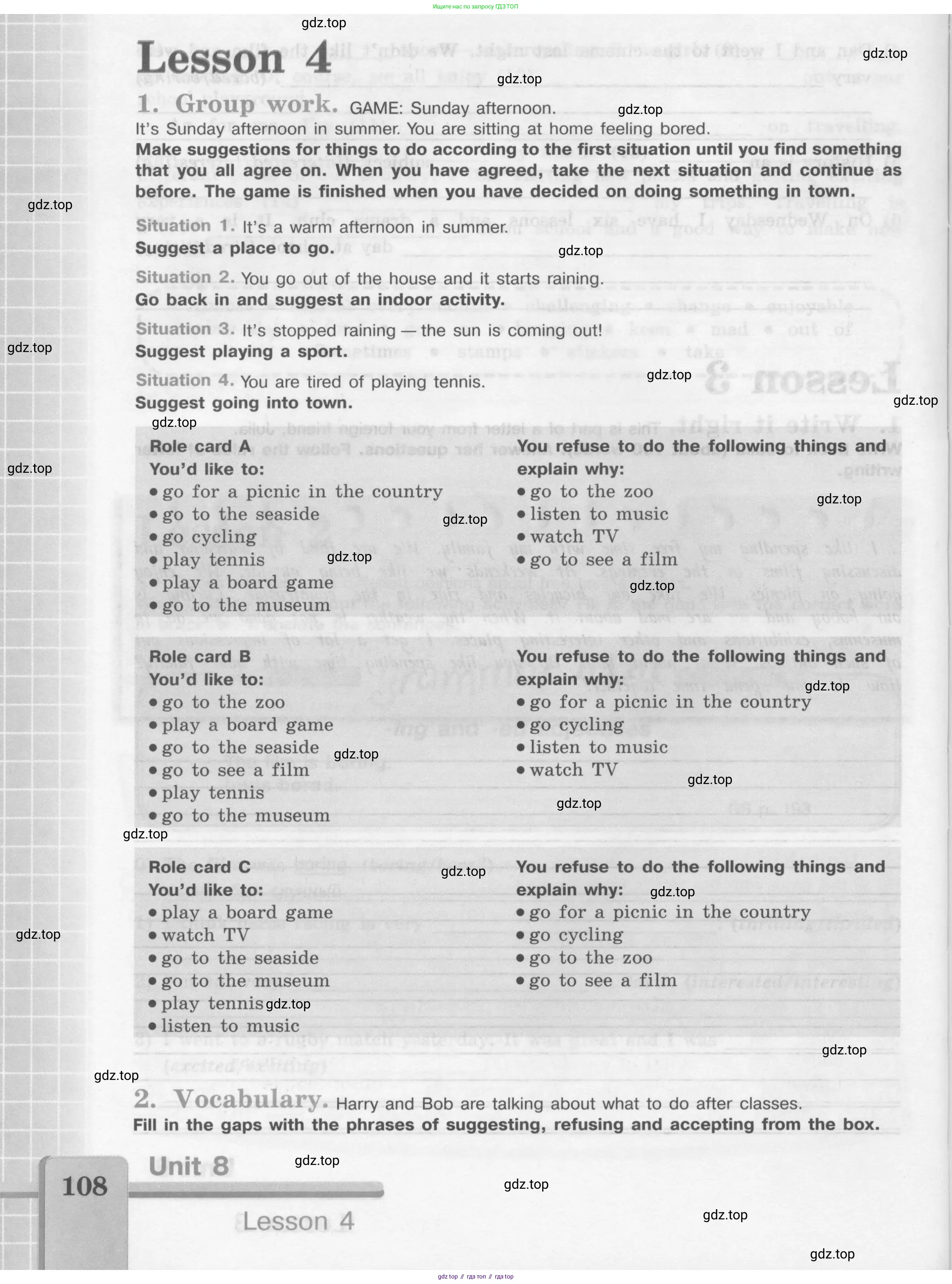 Английский язык (english), 7 класс рабочая тетрадь (activity book), авторы: Кузовлев Владимир Петрович (Kuzovlev Vladimir), Лапа Наталья Михайловна, Перегудова Эльвира Шакировна, Костина Ирина Павловна, Дуванова Ольга Викторовна, Кобец Юлия Николаевна, издательство Просвещение, Москва, 2019, страница 108