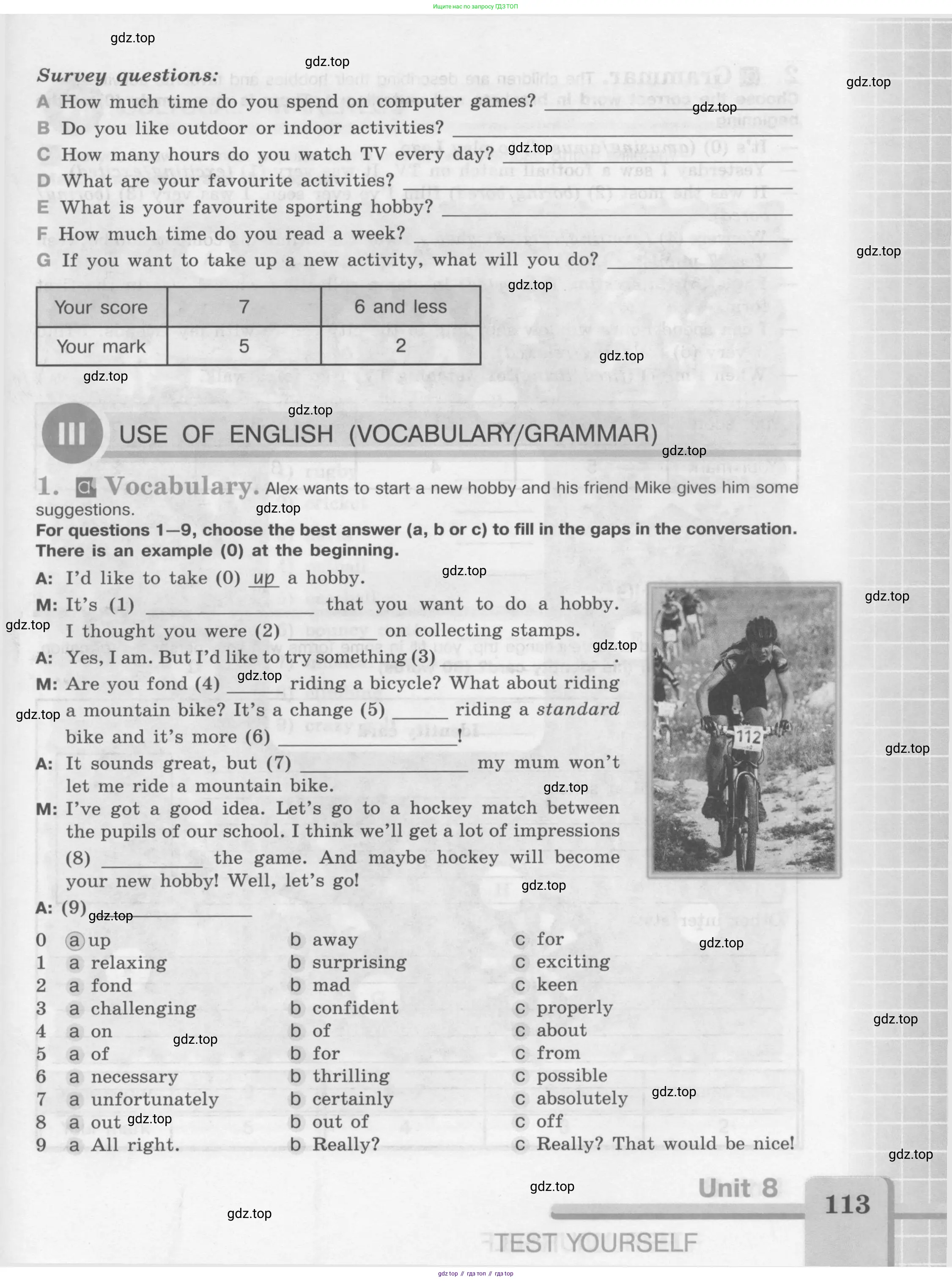 Английский язык (english), 7 класс рабочая тетрадь (activity book), авторы: Кузовлев Владимир Петрович (Kuzovlev Vladimir), Лапа Наталья Михайловна, Перегудова Эльвира Шакировна, Костина Ирина Павловна, Дуванова Ольга Викторовна, Кобец Юлия Николаевна, издательство Просвещение, Москва, 2019, страница 113