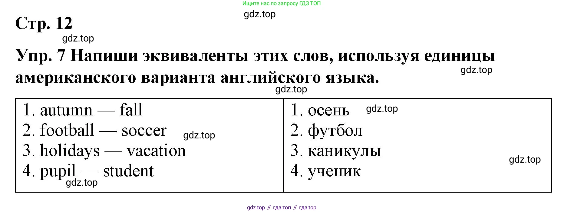ГДЗ Английский язык (english), 7 класс Контрольные работы, авторы: Афанасьева Ольга Васильевна (Afanasyeva Olga), Михеева Ирина Владимировна (Mikheeva Irina), Баранова Ксения Михайловна (Baranova Ksenia), издательство Просвещение, Москва, 2017, белого цвета, страница 12, номер 7, Решение
