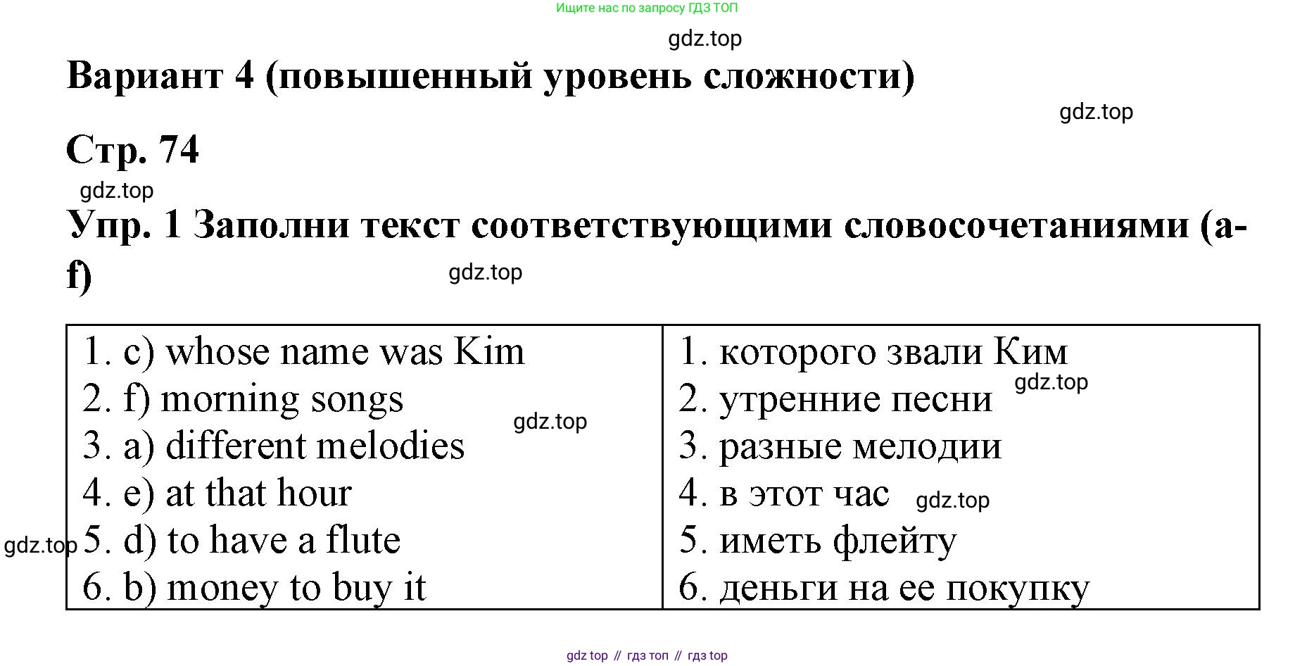 ГДЗ Английский язык (english), 7 класс Контрольные работы, авторы: Афанасьева Ольга Васильевна (Afanasyeva Olga), Михеева Ирина Владимировна (Mikheeva Irina), Баранова Ксения Михайловна (Baranova Ksenia), издательство Просвещение, Москва, 2017, белого цвета, страница 74, номер 1, Решение