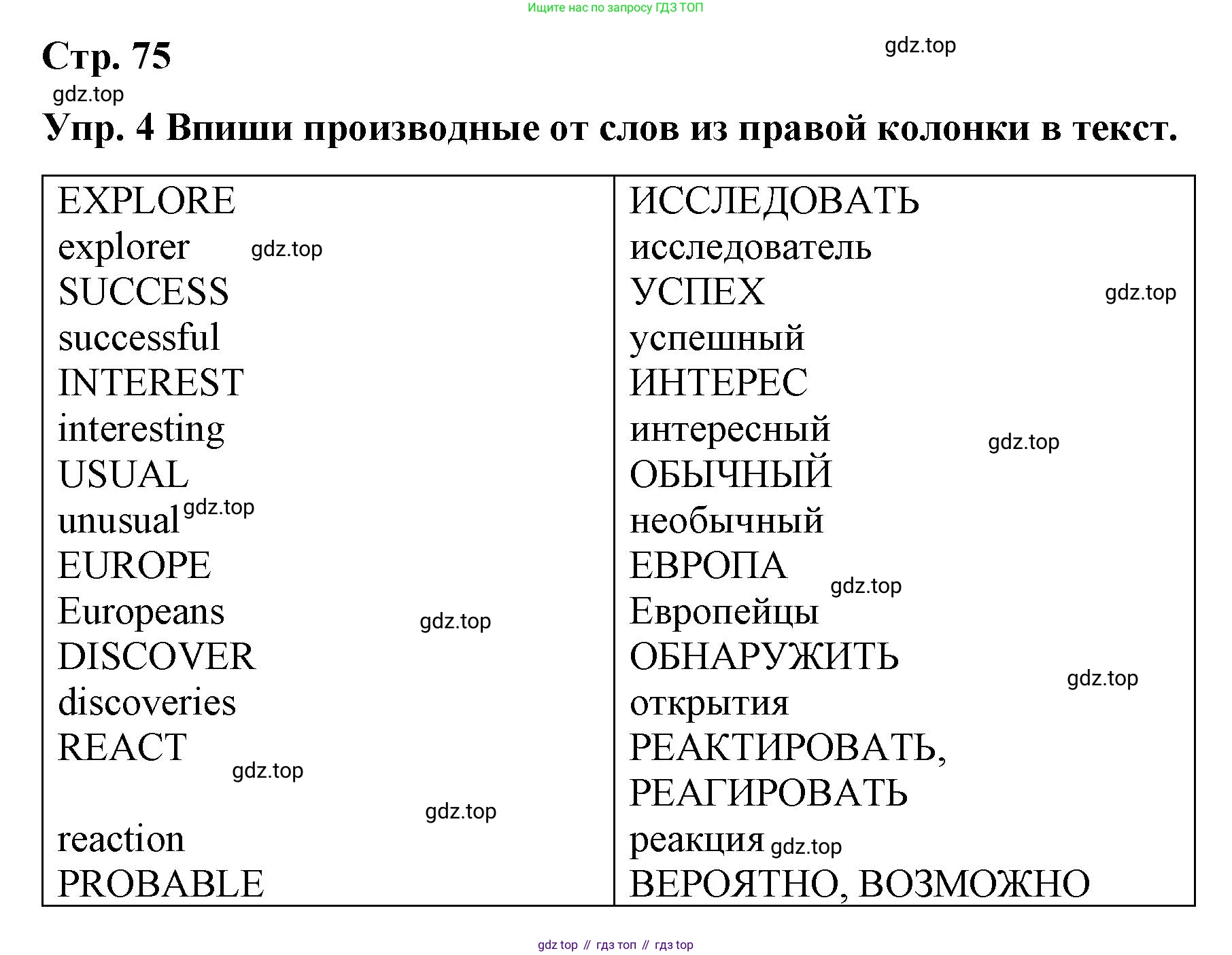 ГДЗ Английский язык (english), 7 класс Контрольные работы, авторы: Афанасьева Ольга Васильевна (Afanasyeva Olga), Михеева Ирина Владимировна (Mikheeva Irina), Баранова Ксения Михайловна (Baranova Ksenia), издательство Просвещение, Москва, 2017, белого цвета, страница 75, номер 4, Решение