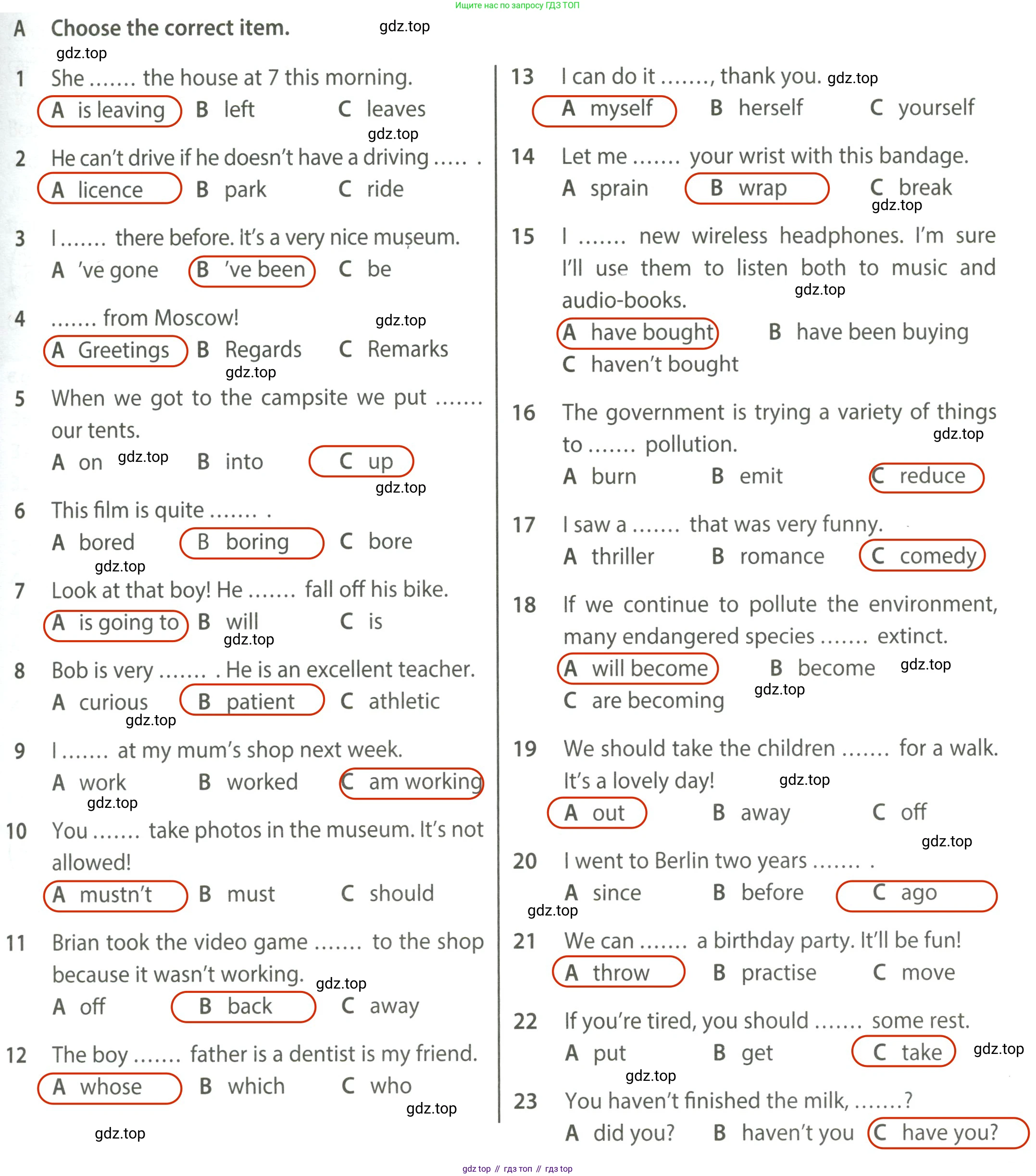 ГДЗ Английский язык (english), 7 класс контрольные задания (test booklet), авторы: Ваулина Юлия Евгеньевна (Vaulina Julia), Дули Дженни (Dooley Jenny), Подоляко Ольга Евгеньевна (Podolyako Olga), Эванс Вирджиния (Evans Virginia), издательство Просвещение, Москва, 2023, розового цвета, страница 89, номер A, Решение 2 (2023-2027)