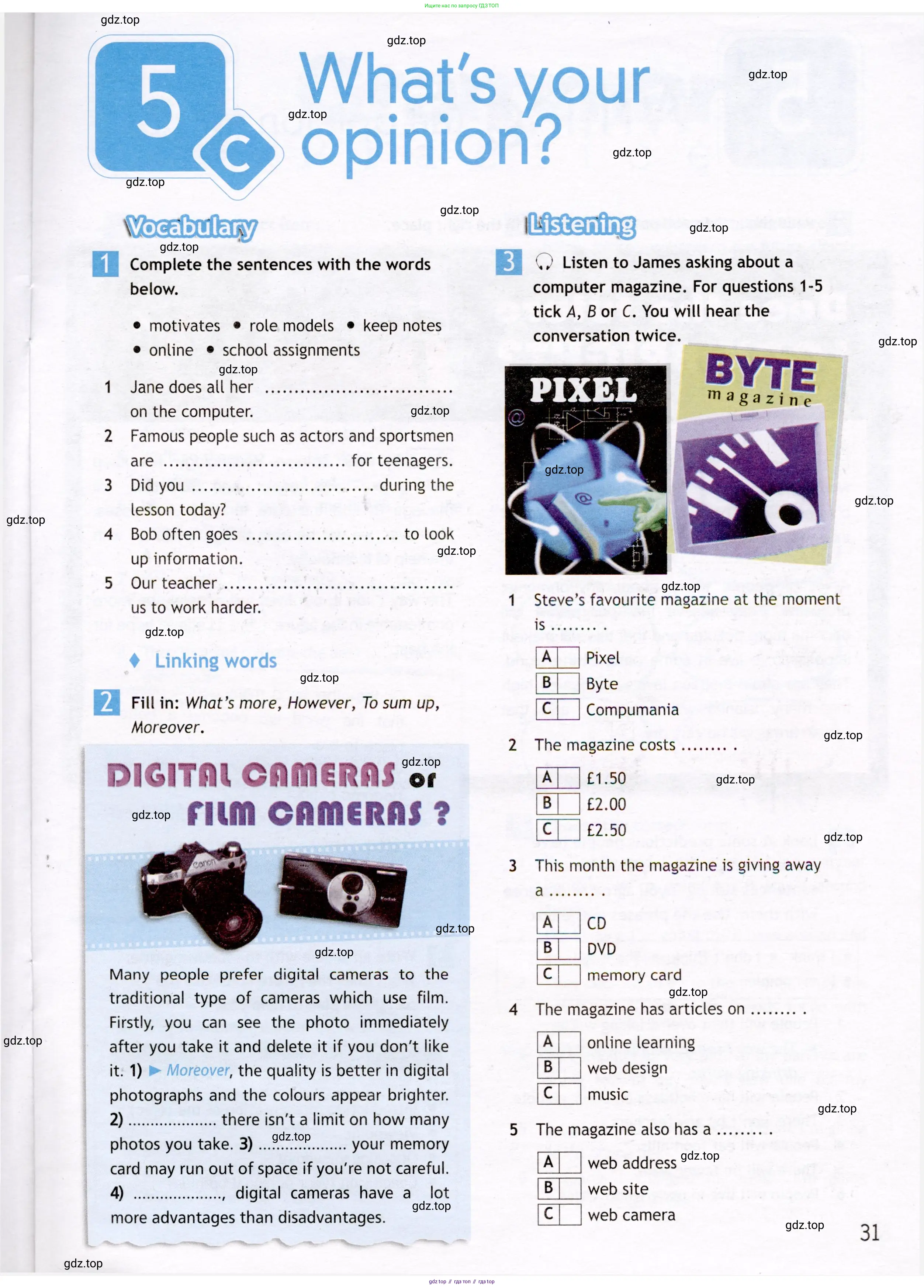 Английский язык (english), 7 класс Рабочая тетрадь (workbook), авторы: Ваулина Юлия Евгеньевна (Vaulina Julia), Дули Дженни (Dooley Jenny), Подоляко Ольга Евгеньевна (Podolyako Olga), Эванс Вирджиния (Evans Virginia), издательство Просвещение, Москва, 2023, красного цвета, страница 31
