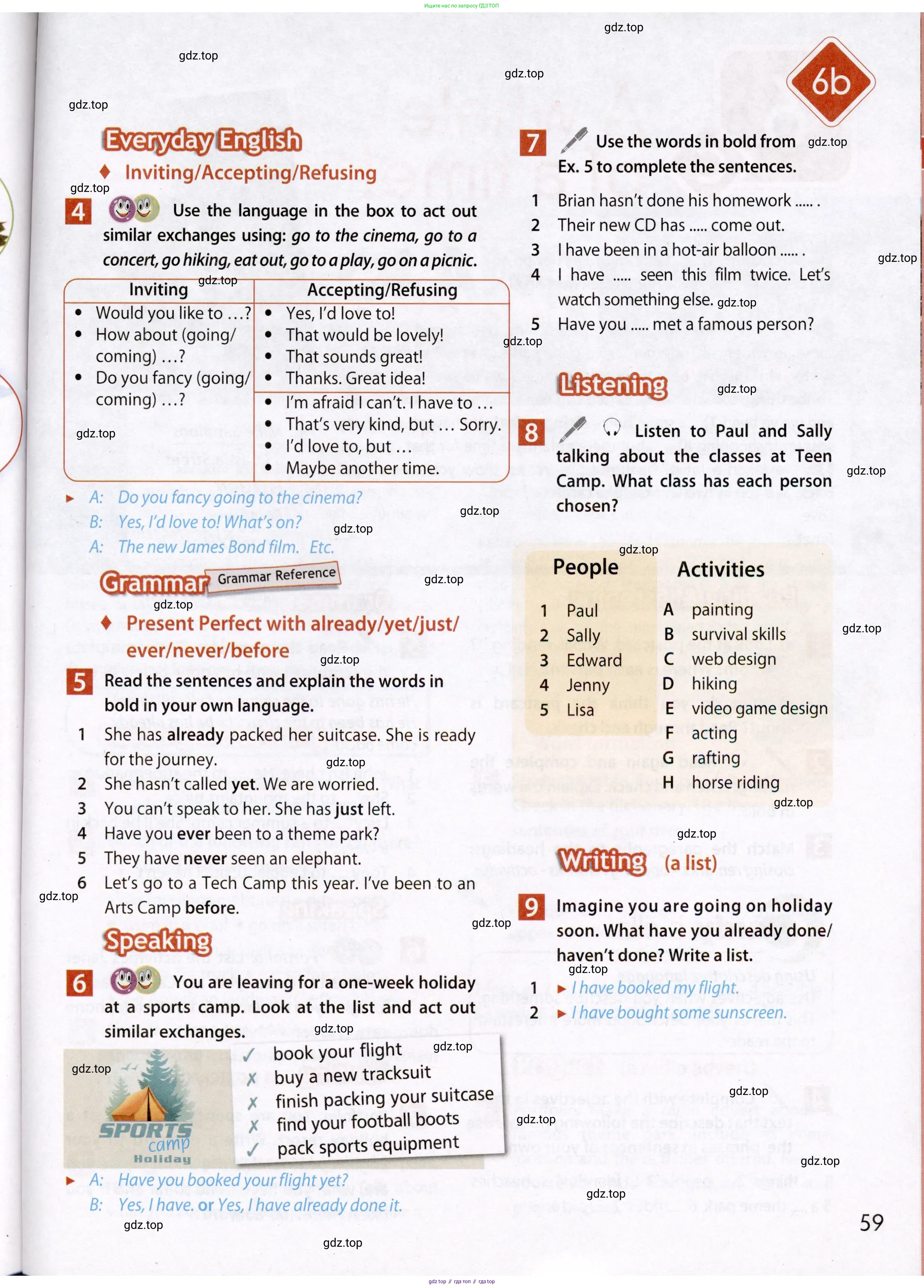Английский язык (english), 7 класс Учебник (Student's book), авторы: Ваулина Юлия Евгеньевна (Vaulina Julia), Дули Дженни (Dooley Jenny), Подоляко Ольга Евгеньевна (Podolyako Olga), Эванс Вирджиния (Evans Virginia), издательство Просвещение, Москва, 2023, красного цвета, страница 59