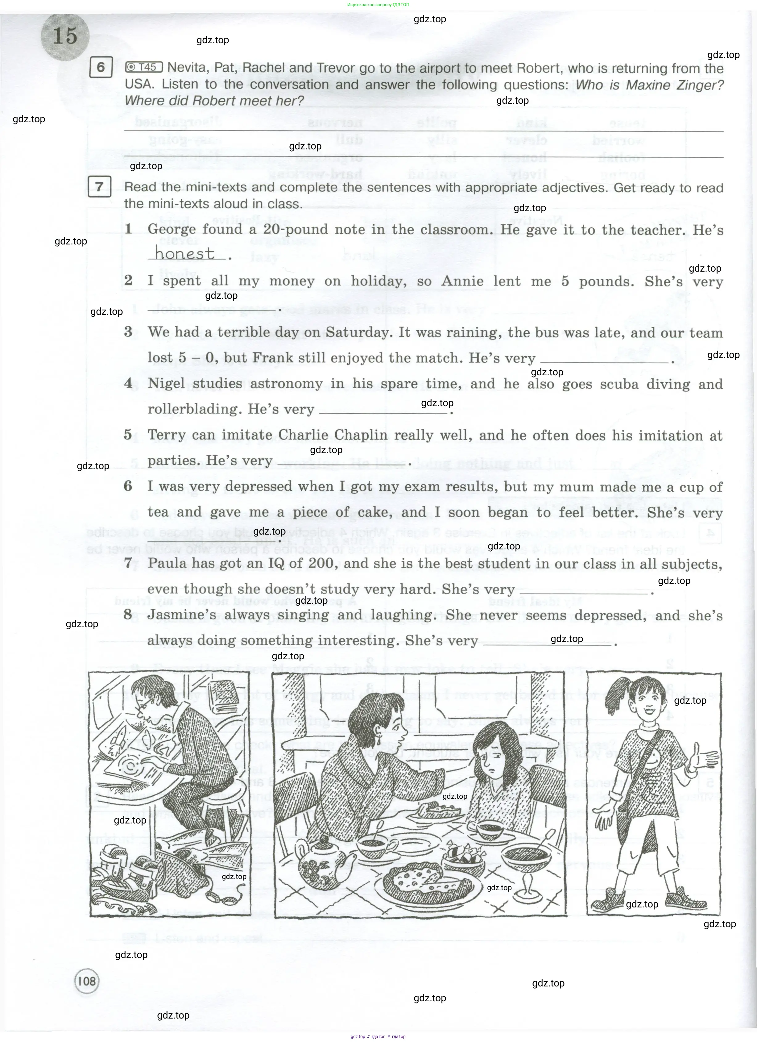 Английский язык (english), 7 класс Рабочая тетрадь (workbook), авторы: Вербицкая Мария Валерьевна (Verbitskaya Maria), Гаярделли Мариса (Gaiardelli Marisa ), Редли Пауль (Radley Paul), Миндрул Ольга Сергеевна (Mindrul Olga), издательство Просвещение, Москва, 2021, белого цвета, страница 108