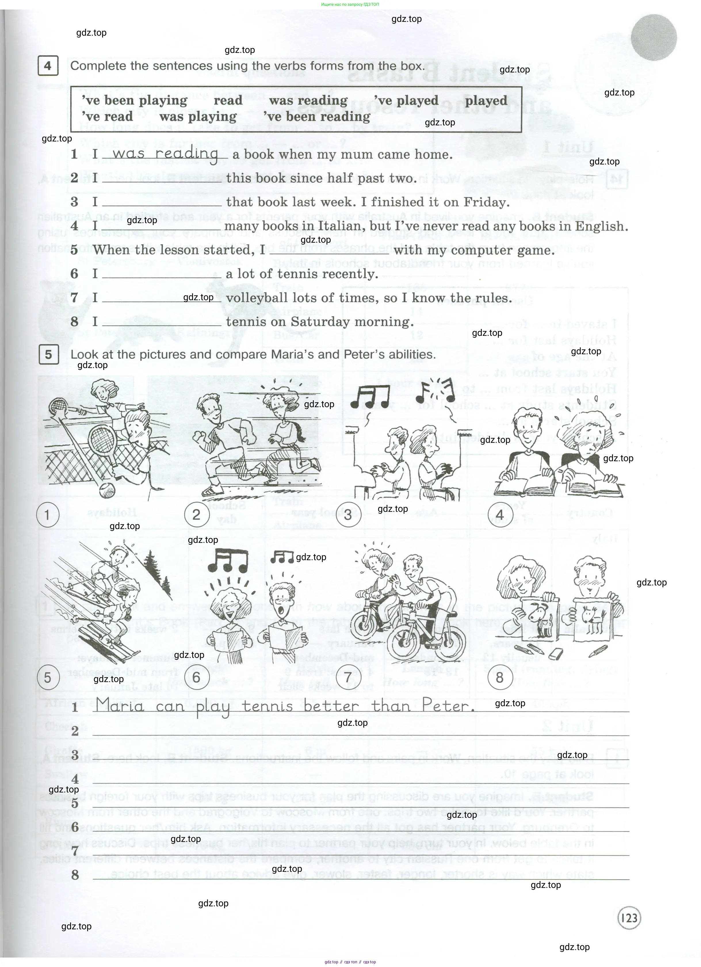 Английский язык (english), 7 класс Рабочая тетрадь (workbook), авторы: Вербицкая Мария Валерьевна (Verbitskaya Maria), Гаярделли Мариса (Gaiardelli Marisa ), Редли Пауль (Radley Paul), Миндрул Ольга Сергеевна (Mindrul Olga), издательство Просвещение, Москва, 2021, белого цвета, страница 123