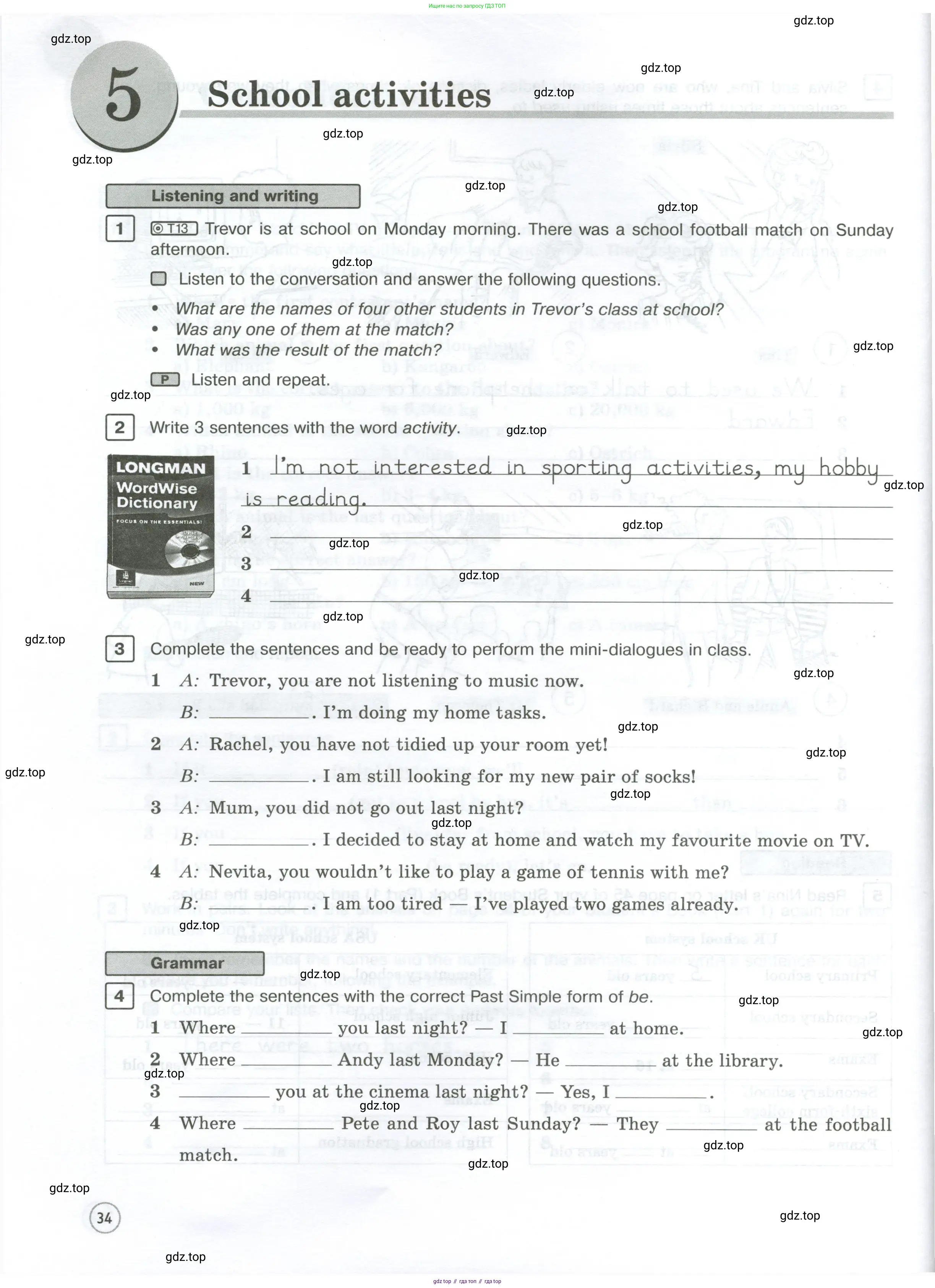 Английский язык (english), 7 класс Рабочая тетрадь (workbook), авторы: Вербицкая Мария Валерьевна (Verbitskaya Maria), Гаярделли Мариса (Gaiardelli Marisa ), Редли Пауль (Radley Paul), Миндрул Ольга Сергеевна (Mindrul Olga), издательство Просвещение, Москва, 2021, белого цвета, страница 34