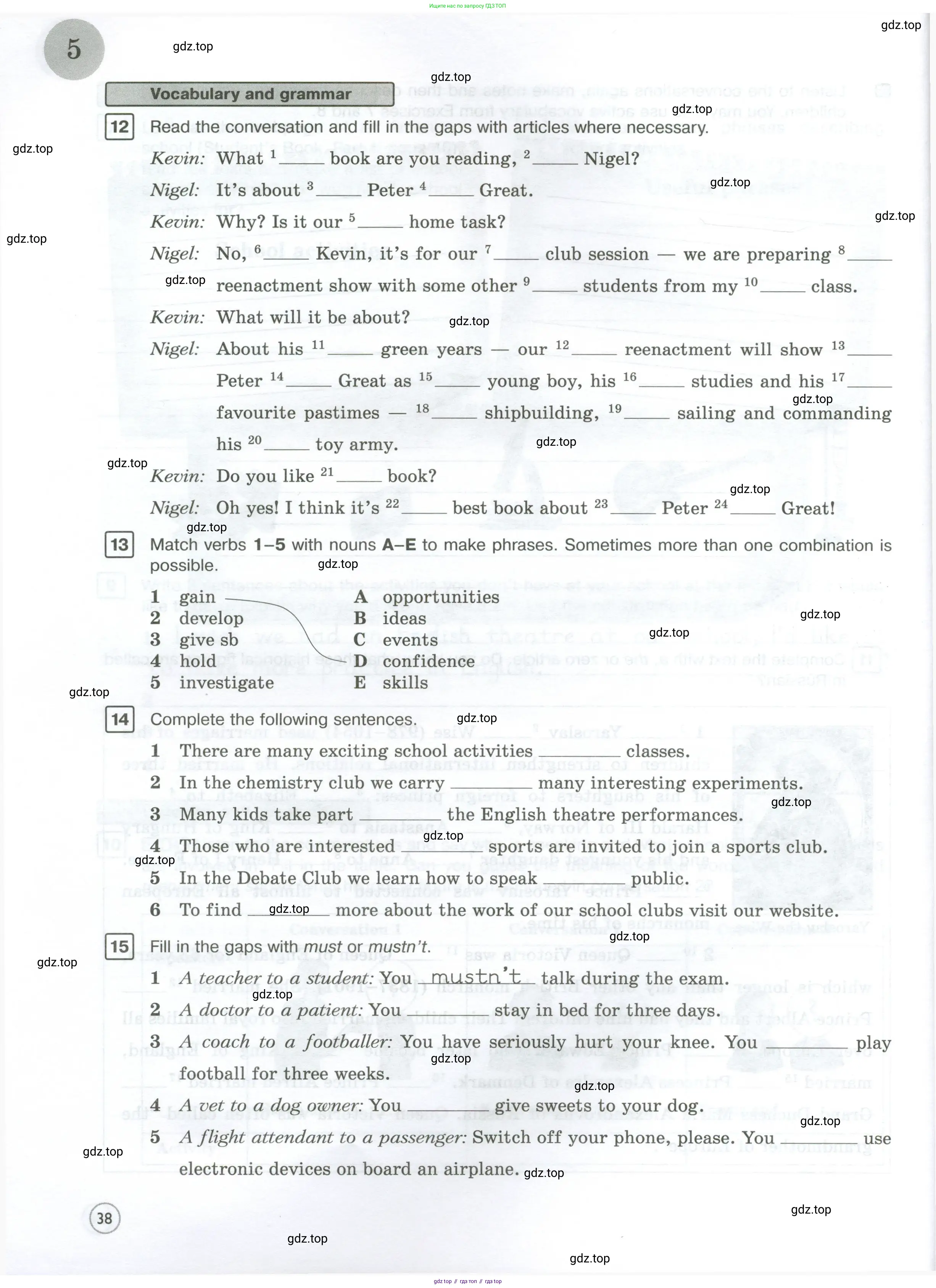 Английский язык (english), 7 класс Рабочая тетрадь (workbook), авторы: Вербицкая Мария Валерьевна (Verbitskaya Maria), Гаярделли Мариса (Gaiardelli Marisa ), Редли Пауль (Radley Paul), Миндрул Ольга Сергеевна (Mindrul Olga), издательство Просвещение, Москва, 2021, белого цвета, страница 38