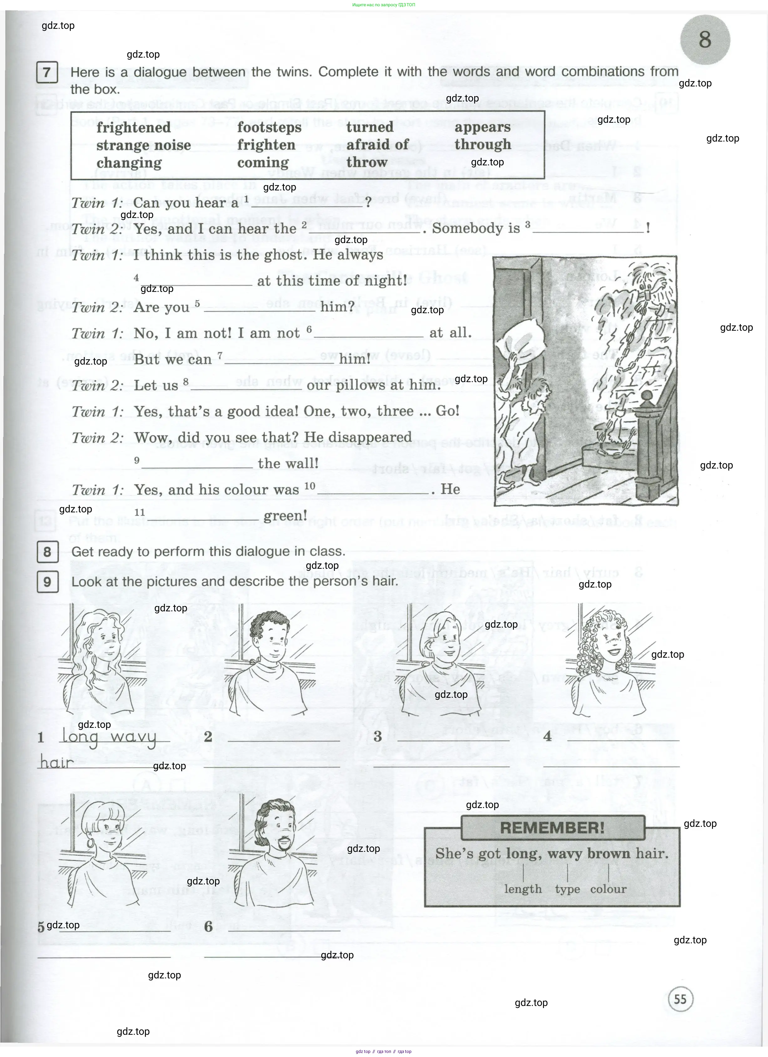 Английский язык (english), 7 класс Рабочая тетрадь (workbook), авторы: Вербицкая Мария Валерьевна (Verbitskaya Maria), Гаярделли Мариса (Gaiardelli Marisa ), Редли Пауль (Radley Paul), Миндрул Ольга Сергеевна (Mindrul Olga), издательство Просвещение, Москва, 2021, белого цвета, страница 55
