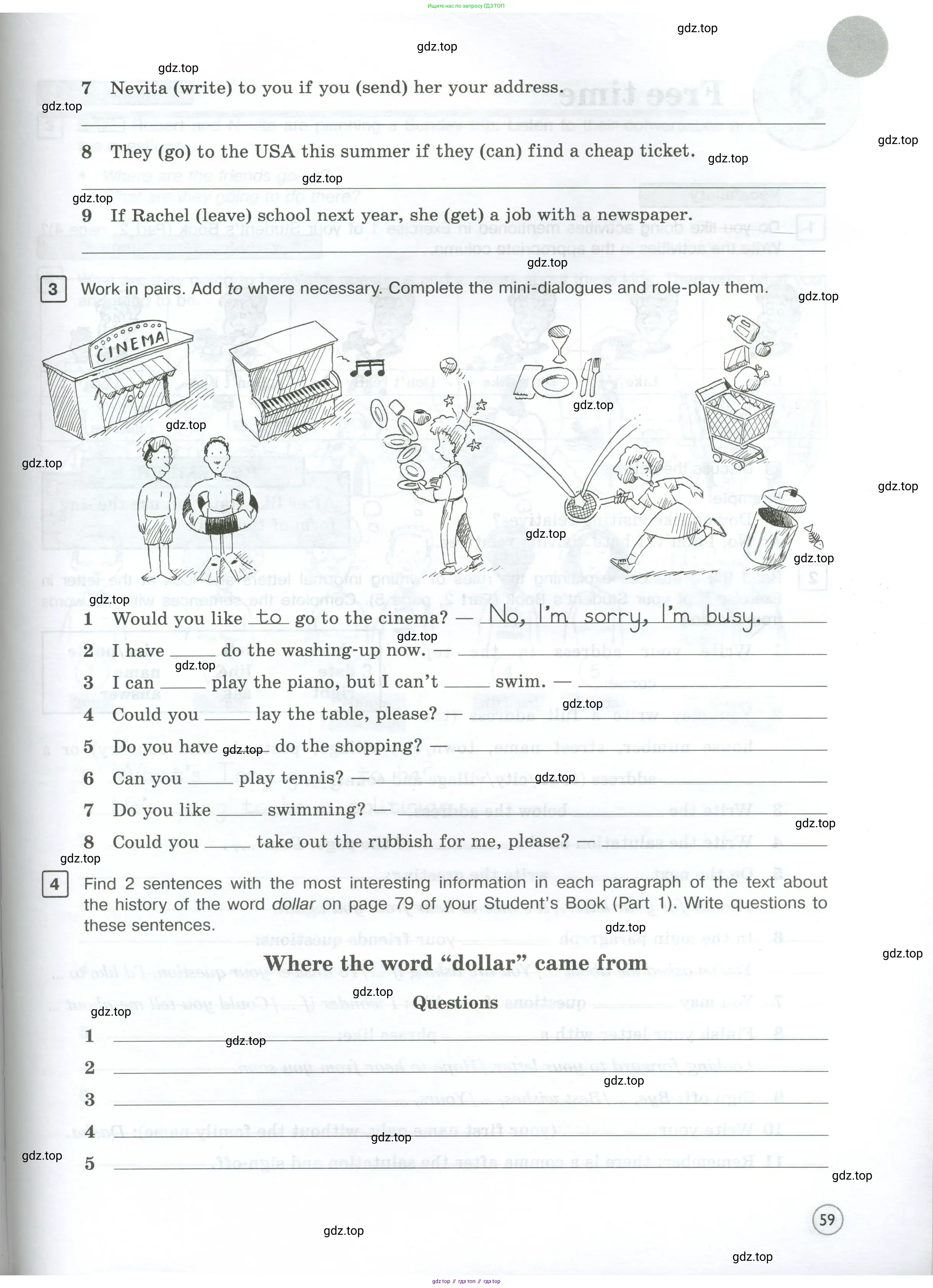Английский язык (english), 7 класс Рабочая тетрадь (workbook), авторы: Вербицкая Мария Валерьевна (Verbitskaya Maria), Гаярделли Мариса (Gaiardelli Marisa ), Редли Пауль (Radley Paul), Миндрул Ольга Сергеевна (Mindrul Olga), издательство Просвещение, Москва, 2021, белого цвета, страница 59