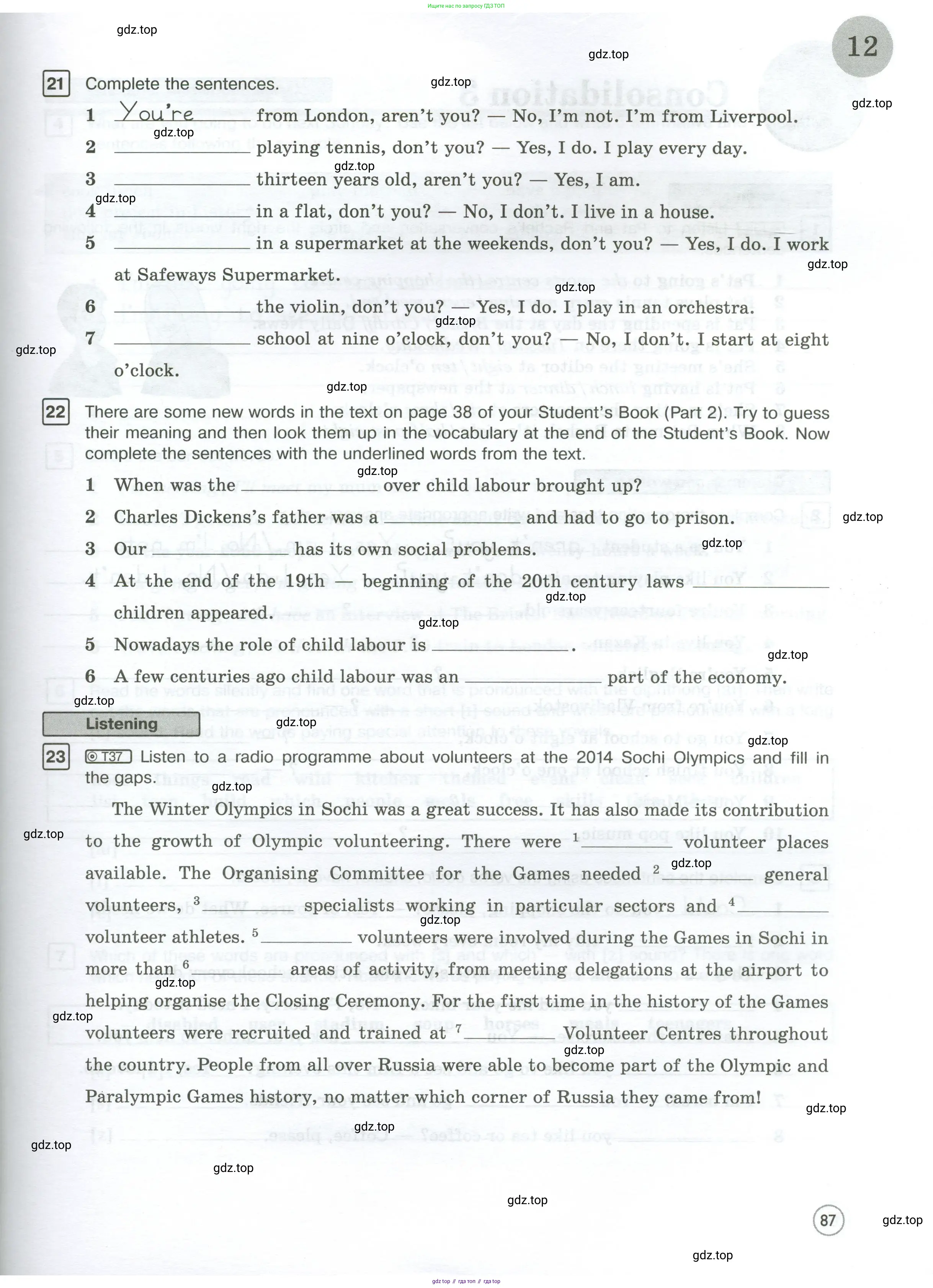 Английский язык (english), 7 класс Рабочая тетрадь (workbook), авторы: Вербицкая Мария Валерьевна (Verbitskaya Maria), Гаярделли Мариса (Gaiardelli Marisa ), Редли Пауль (Radley Paul), Миндрул Ольга Сергеевна (Mindrul Olga), издательство Просвещение, Москва, 2021, белого цвета, страница 87