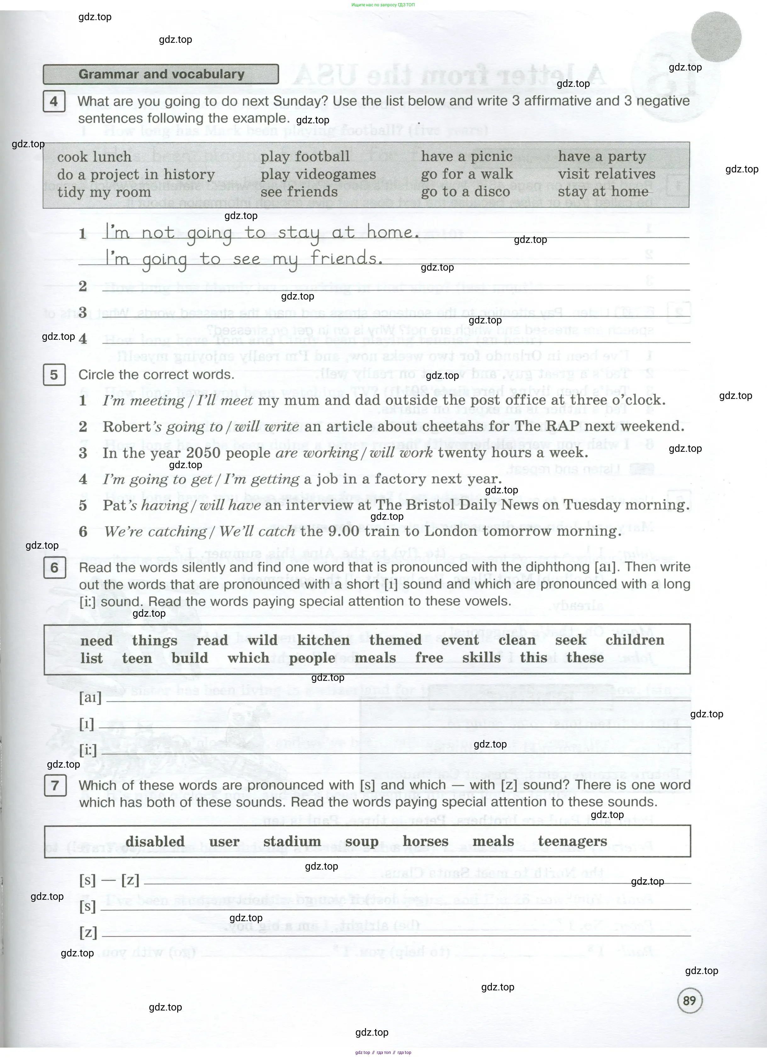 Английский язык (english), 7 класс Рабочая тетрадь (workbook), авторы: Вербицкая Мария Валерьевна (Verbitskaya Maria), Гаярделли Мариса (Gaiardelli Marisa ), Редли Пауль (Radley Paul), Миндрул Ольга Сергеевна (Mindrul Olga), издательство Просвещение, Москва, 2021, белого цвета, страница 89