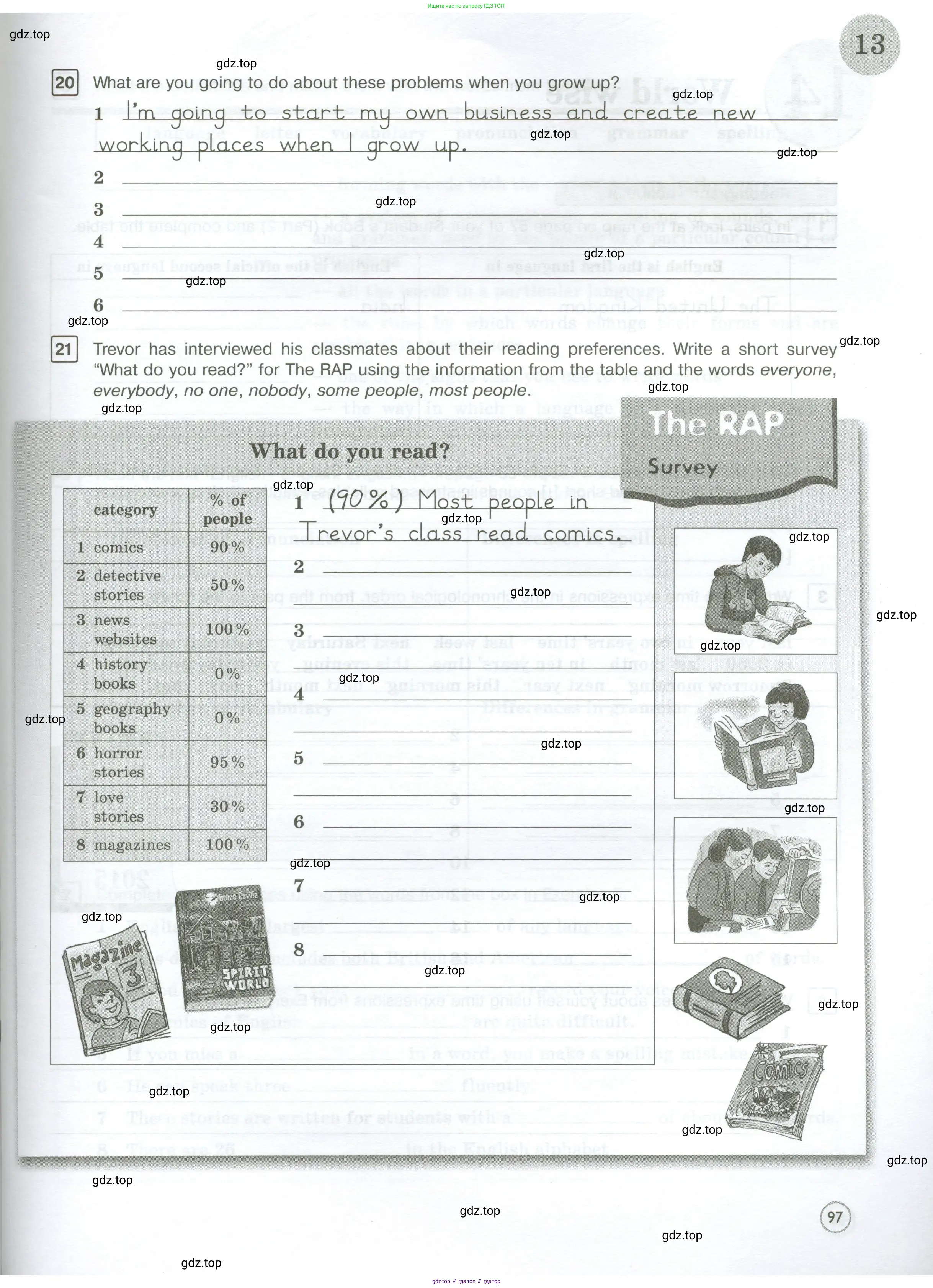 Английский язык (english), 7 класс Рабочая тетрадь (workbook), авторы: Вербицкая Мария Валерьевна (Verbitskaya Maria), Гаярделли Мариса (Gaiardelli Marisa ), Редли Пауль (Radley Paul), Миндрул Ольга Сергеевна (Mindrul Olga), издательство Просвещение, Москва, 2021, белого цвета, страница 97