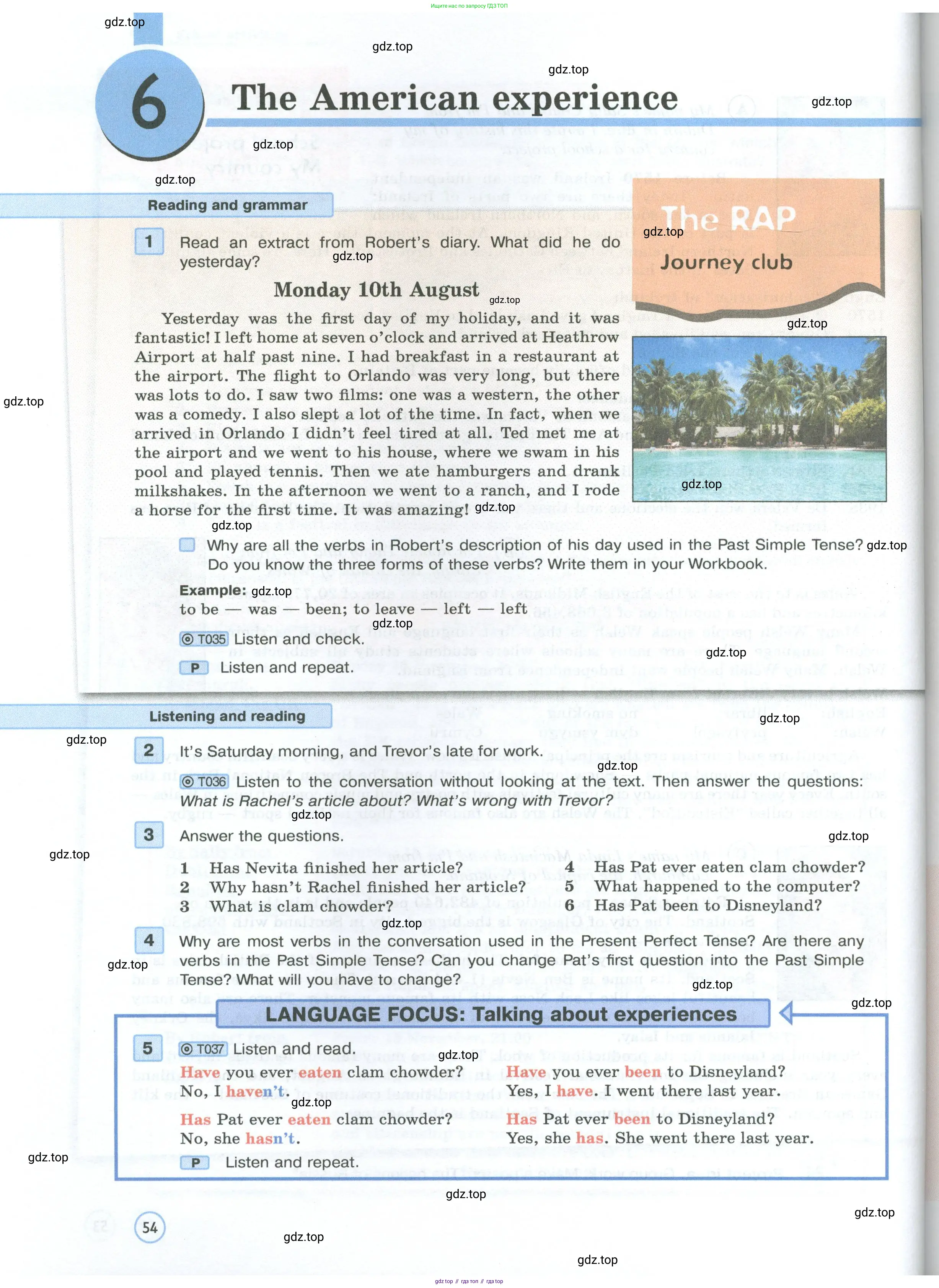 Английский язык (english), 7 класс Учебник (Student's book), авторы: Вербицкая Мария Валерьевна (Verbitskaya Maria), Гаярделли Мариса (Gaiardelli Marisa ), Редли Пауль (Radley Paul), Миндрул Ольга Сергеевна (Mindrul Olga), Савчук Лариса Олеговна (Savchuk Larisa), издательство Просвещение, Москва, 2019, белого цвета, Часть ( Part) 1, страница 54