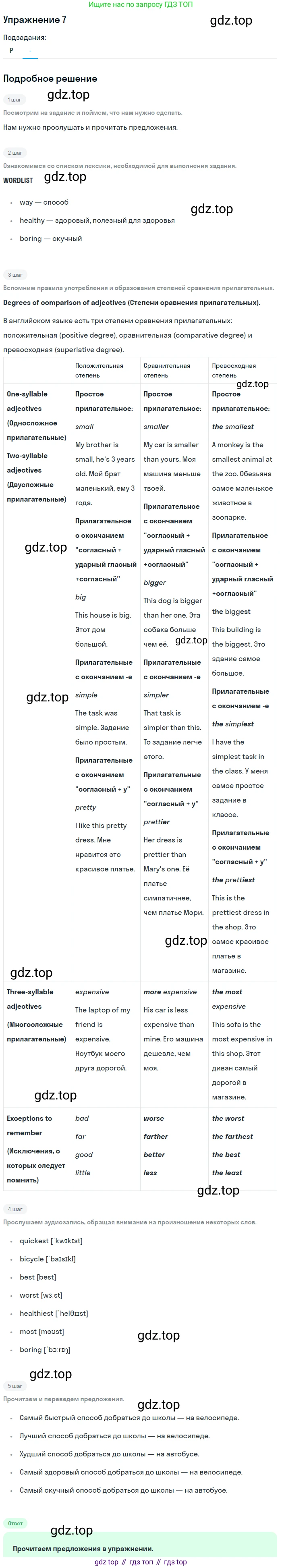 Английский язык (english), 7 класс Учебник (Student's book), авторы: Вербицкая Мария Валерьевна (Verbitskaya Maria), Гаярделли Мариса (Gaiardelli Marisa ), Редли Пауль (Radley Paul), Миндрул Ольга Сергеевна (Mindrul Olga), Савчук Лариса Олеговна (Savchuk Larisa), издательство Просвещение, Москва, 2019, белого цвета, Часть ( Part) 1, страница 21, номер 7, Решение