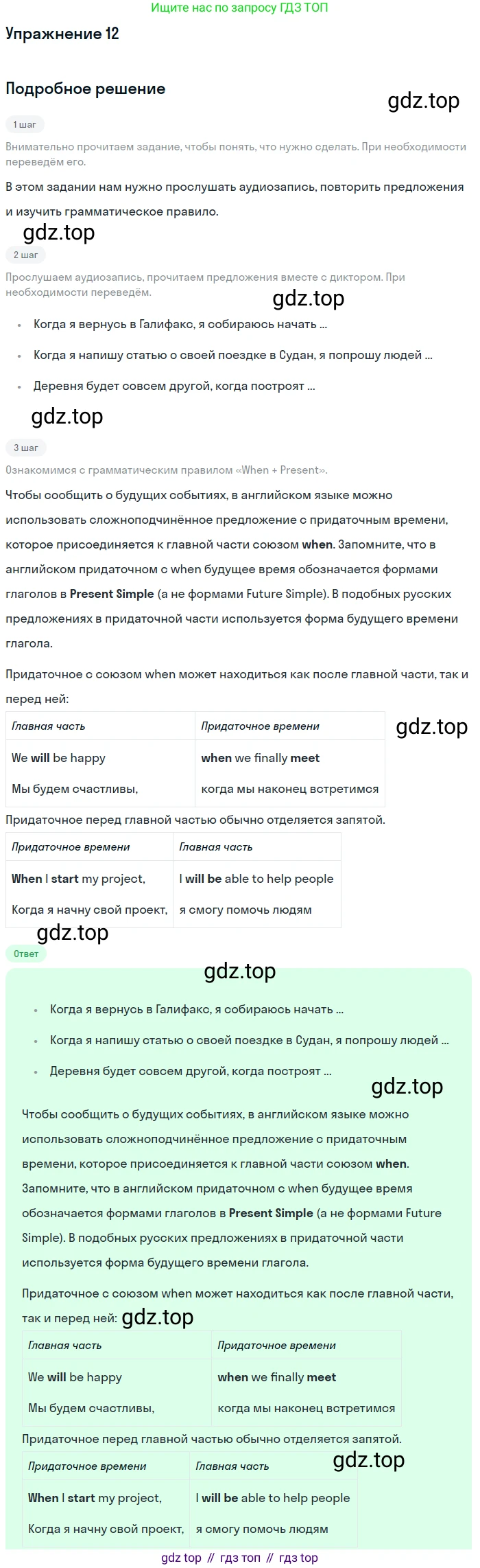 Английский язык (english), 7 класс Учебник (Student's book), авторы: Вербицкая Мария Валерьевна (Verbitskaya Maria), Гаярделли Мариса (Gaiardelli Marisa ), Редли Пауль (Radley Paul), Миндрул Ольга Сергеевна (Mindrul Olga), Савчук Лариса Олеговна (Savchuk Larisa), издательство Просвещение, Москва, 2019, белого цвета, Часть ( Part) 2, страница 36, номер 12, Решение
