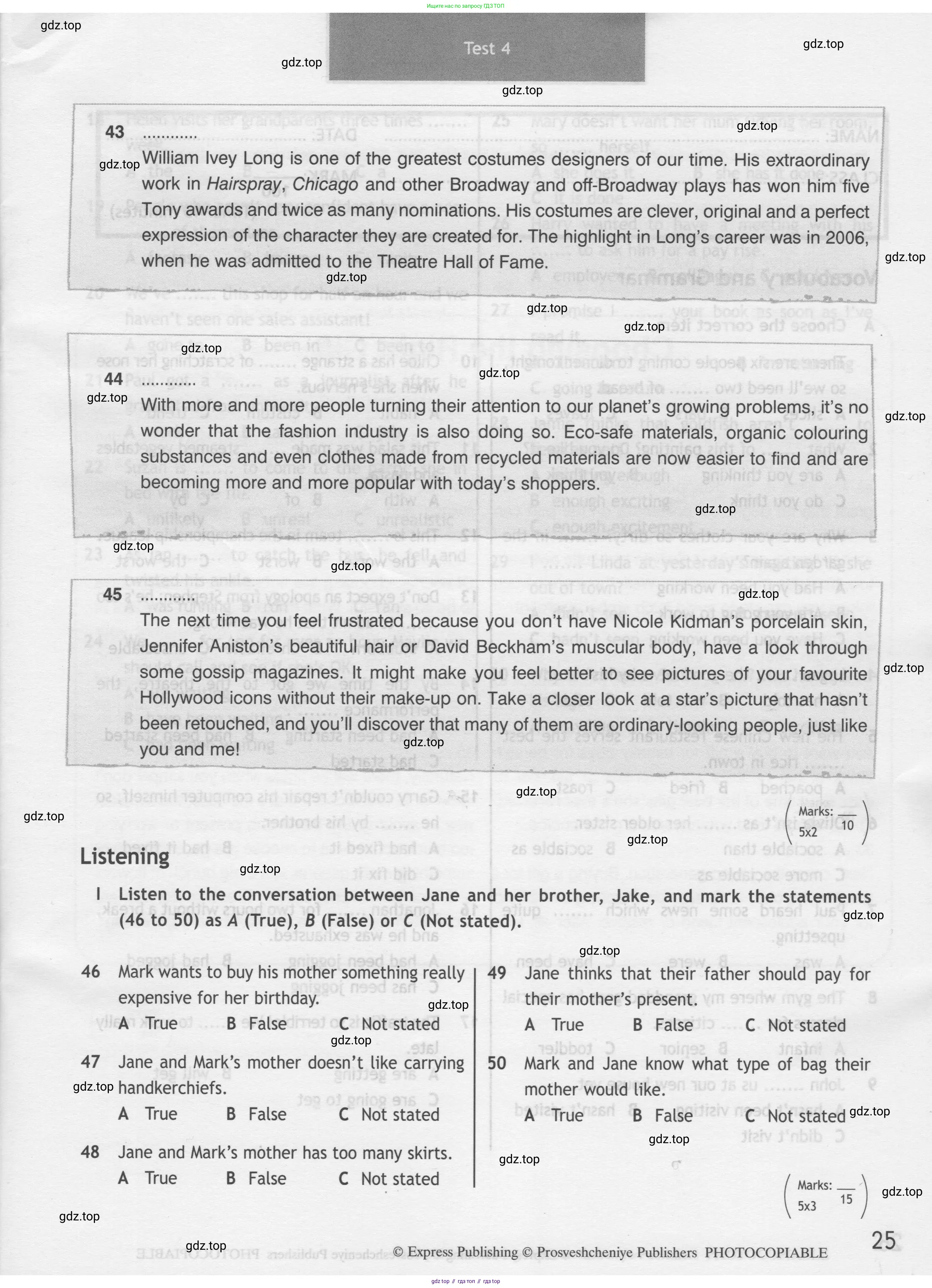 Английский язык (english), 8 класс контрольные задания (test booklet), авторы: Ваулина Юлия Евгеньевна (Vaulina Julia), Дули Дженни (Dooley Jenny), Подоляко Ольга Евгеньевна (Podolyako Olga), Эванс Вирджиния (Evans Virginia), издательство Просвещение, Москва, 2024, бирюзового цвета, страница 25