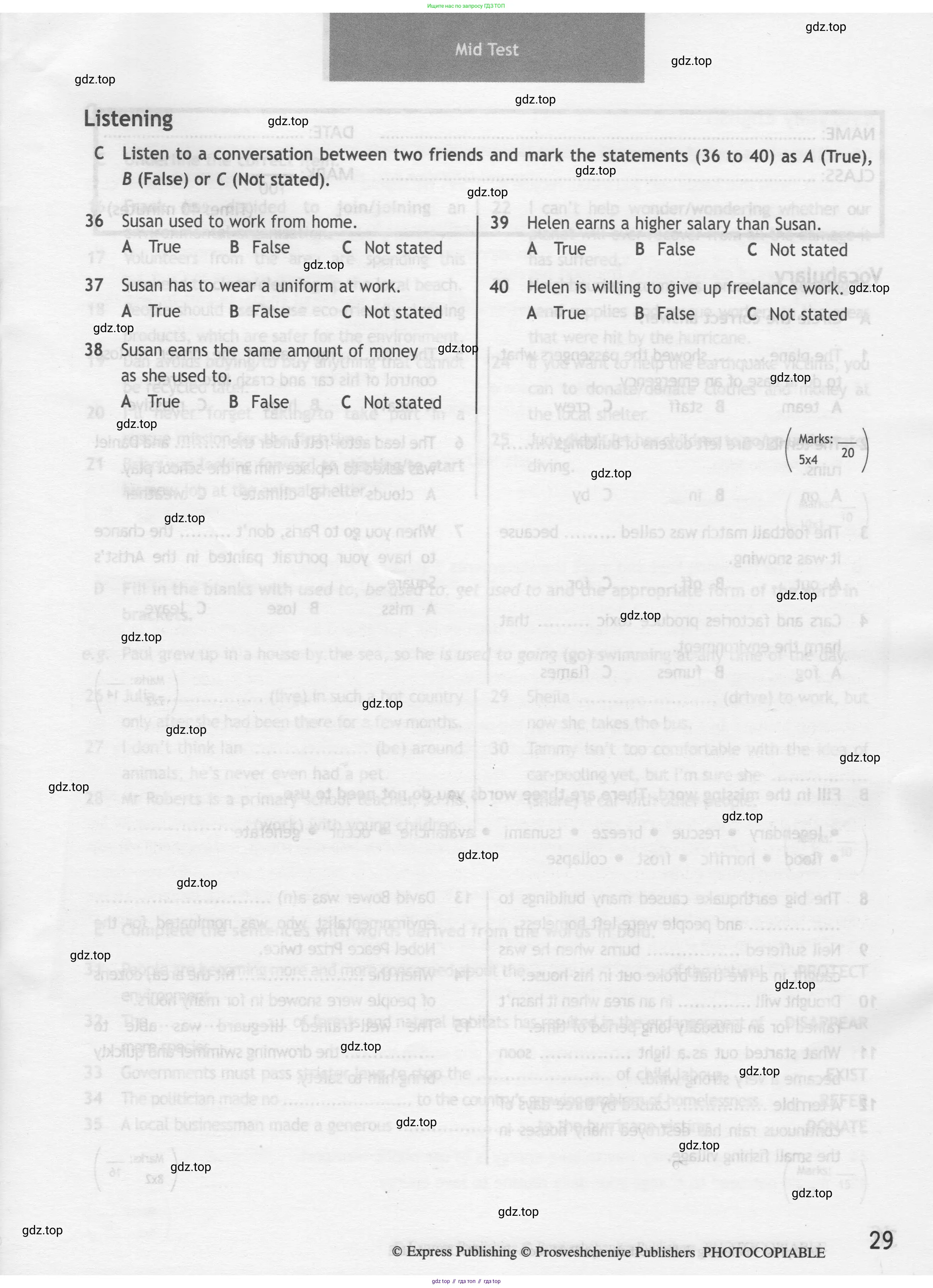 Английский язык (english), 8 класс контрольные задания (test booklet), авторы: Ваулина Юлия Евгеньевна (Vaulina Julia), Дули Дженни (Dooley Jenny), Подоляко Ольга Евгеньевна (Podolyako Olga), Эванс Вирджиния (Evans Virginia), издательство Просвещение, Москва, 2024, бирюзового цвета, страница 29