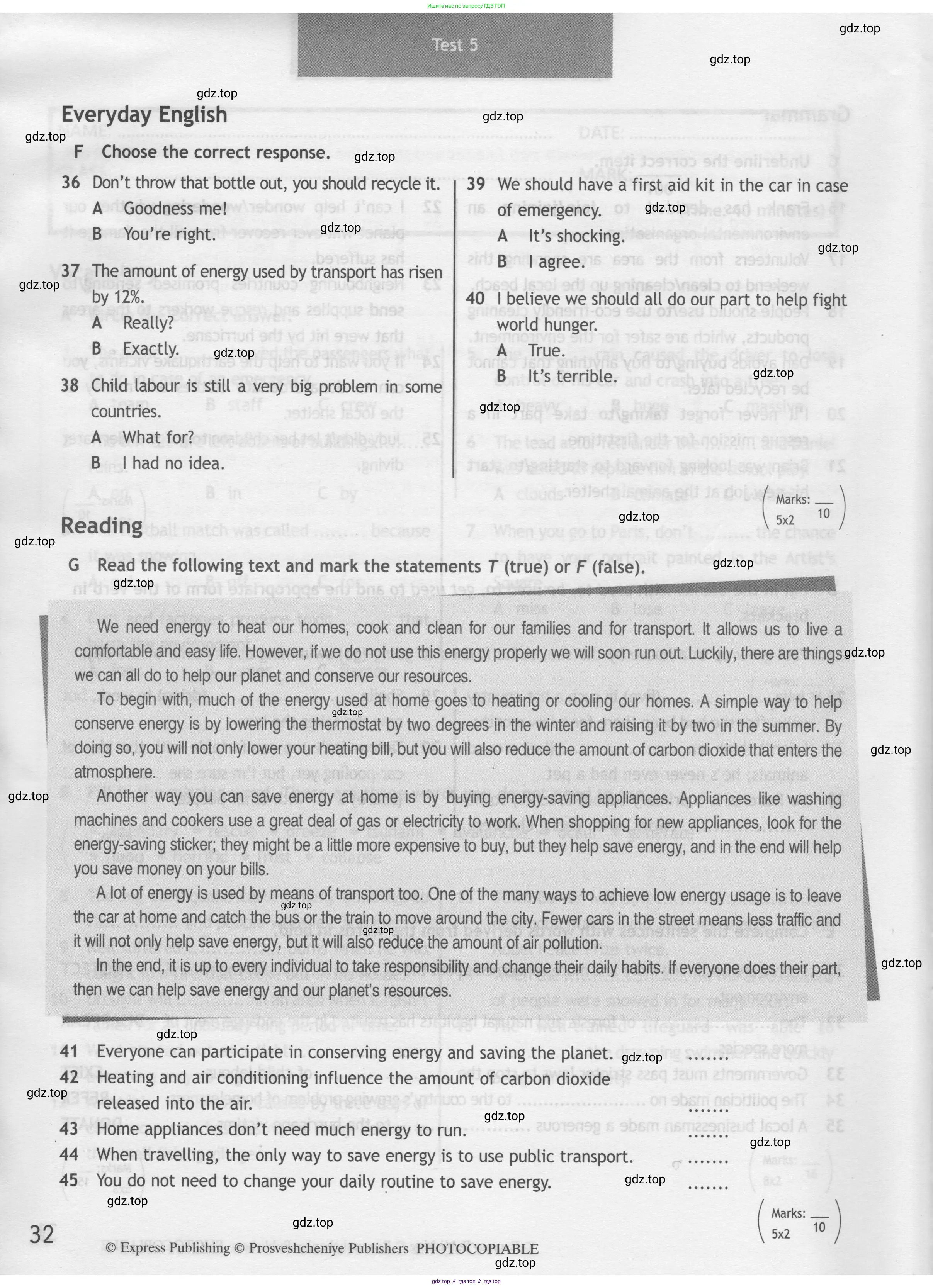 Английский язык (english), 8 класс контрольные задания (test booklet), авторы: Ваулина Юлия Евгеньевна (Vaulina Julia), Дули Дженни (Dooley Jenny), Подоляко Ольга Евгеньевна (Podolyako Olga), Эванс Вирджиния (Evans Virginia), издательство Просвещение, Москва, 2024, бирюзового цвета, страница 32