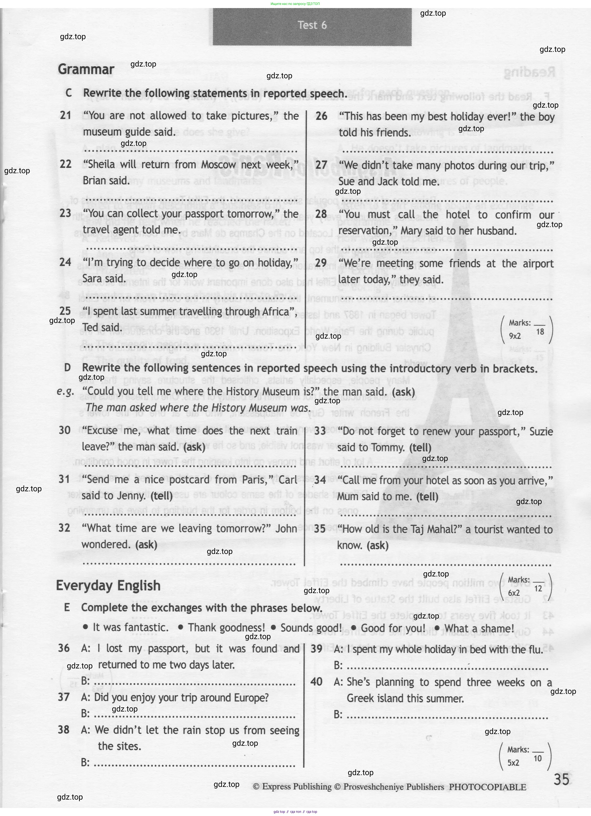 Английский язык (english), 8 класс контрольные задания (test booklet), авторы: Ваулина Юлия Евгеньевна (Vaulina Julia), Дули Дженни (Dooley Jenny), Подоляко Ольга Евгеньевна (Podolyako Olga), Эванс Вирджиния (Evans Virginia), издательство Просвещение, Москва, 2024, бирюзового цвета, страница 35