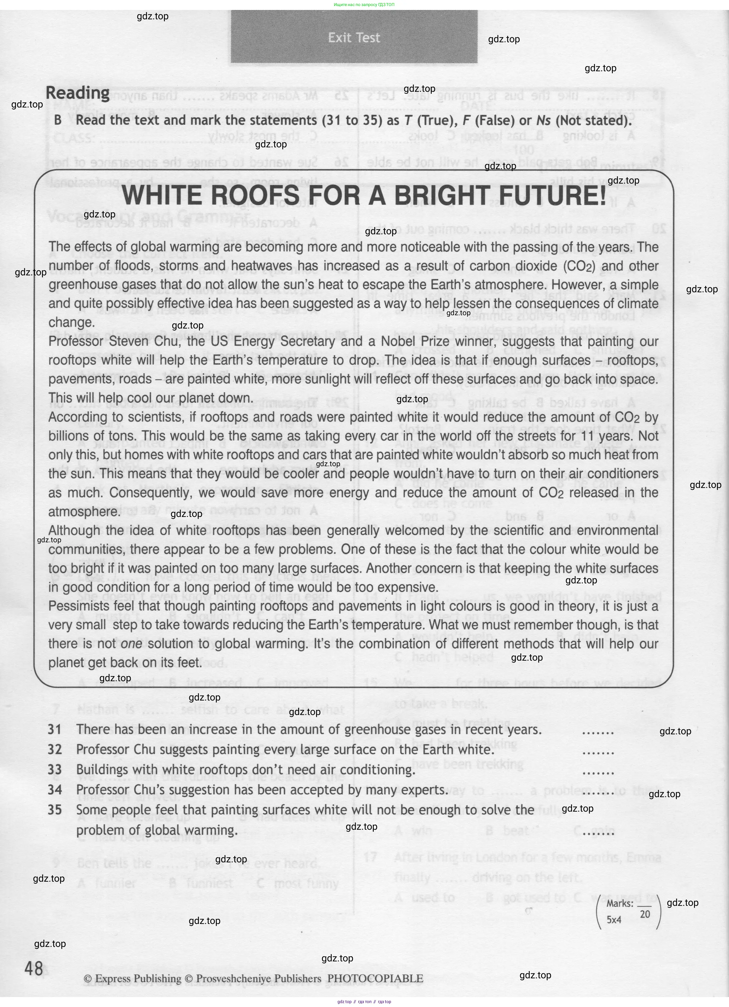 Английский язык (english), 8 класс контрольные задания (test booklet), авторы: Ваулина Юлия Евгеньевна (Vaulina Julia), Дули Дженни (Dooley Jenny), Подоляко Ольга Евгеньевна (Podolyako Olga), Эванс Вирджиния (Evans Virginia), издательство Просвещение, Москва, 2024, бирюзового цвета, страница 48