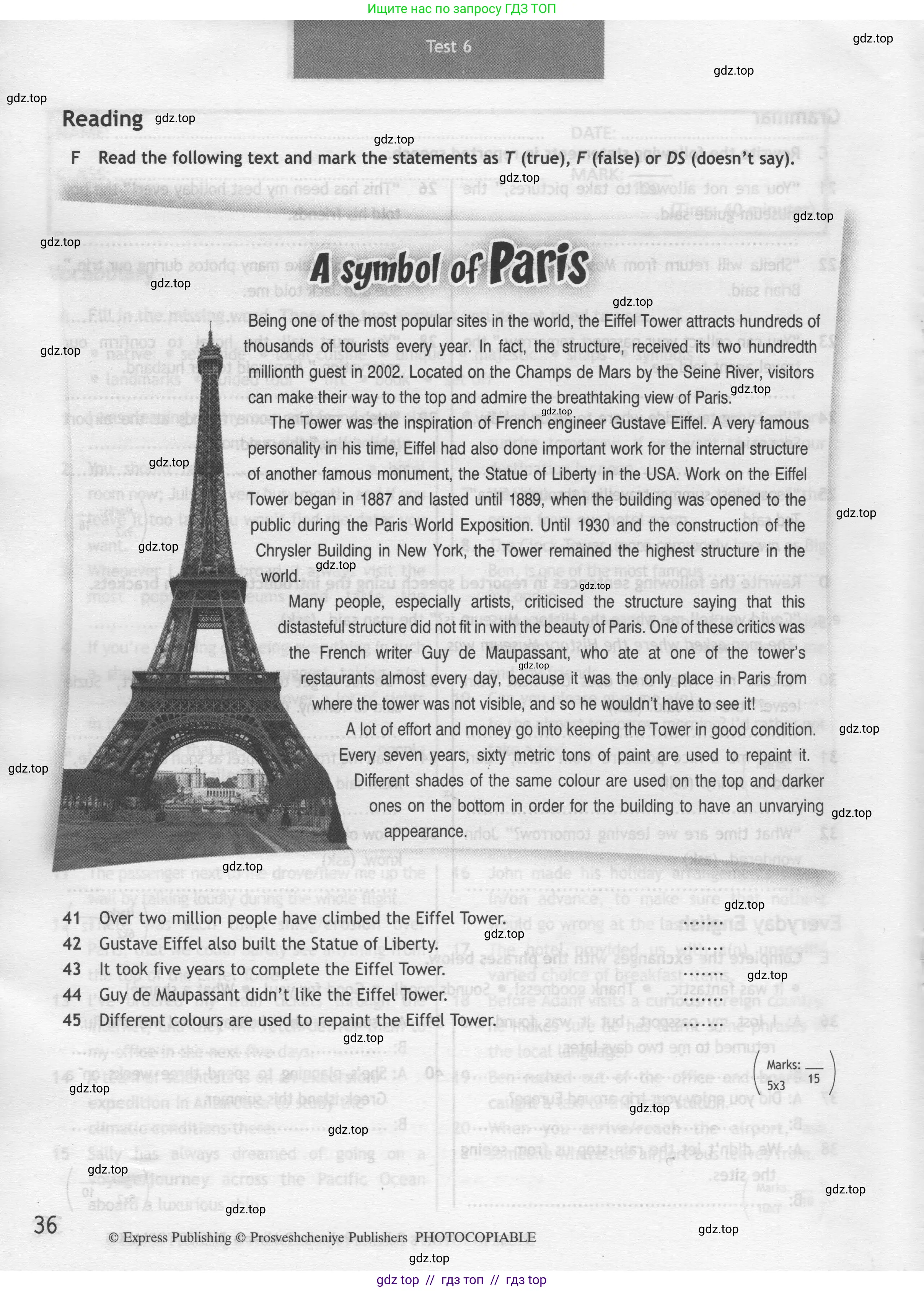 Английский язык (english), 8 класс контрольные задания (test booklet), авторы: Ваулина Юлия Евгеньевна (Vaulina Julia), Дули Дженни (Dooley Jenny), Подоляко Ольга Евгеньевна (Podolyako Olga), Эванс Вирджиния (Evans Virginia), издательство Просвещение, Москва, 2024, бирюзового цвета, страница 36