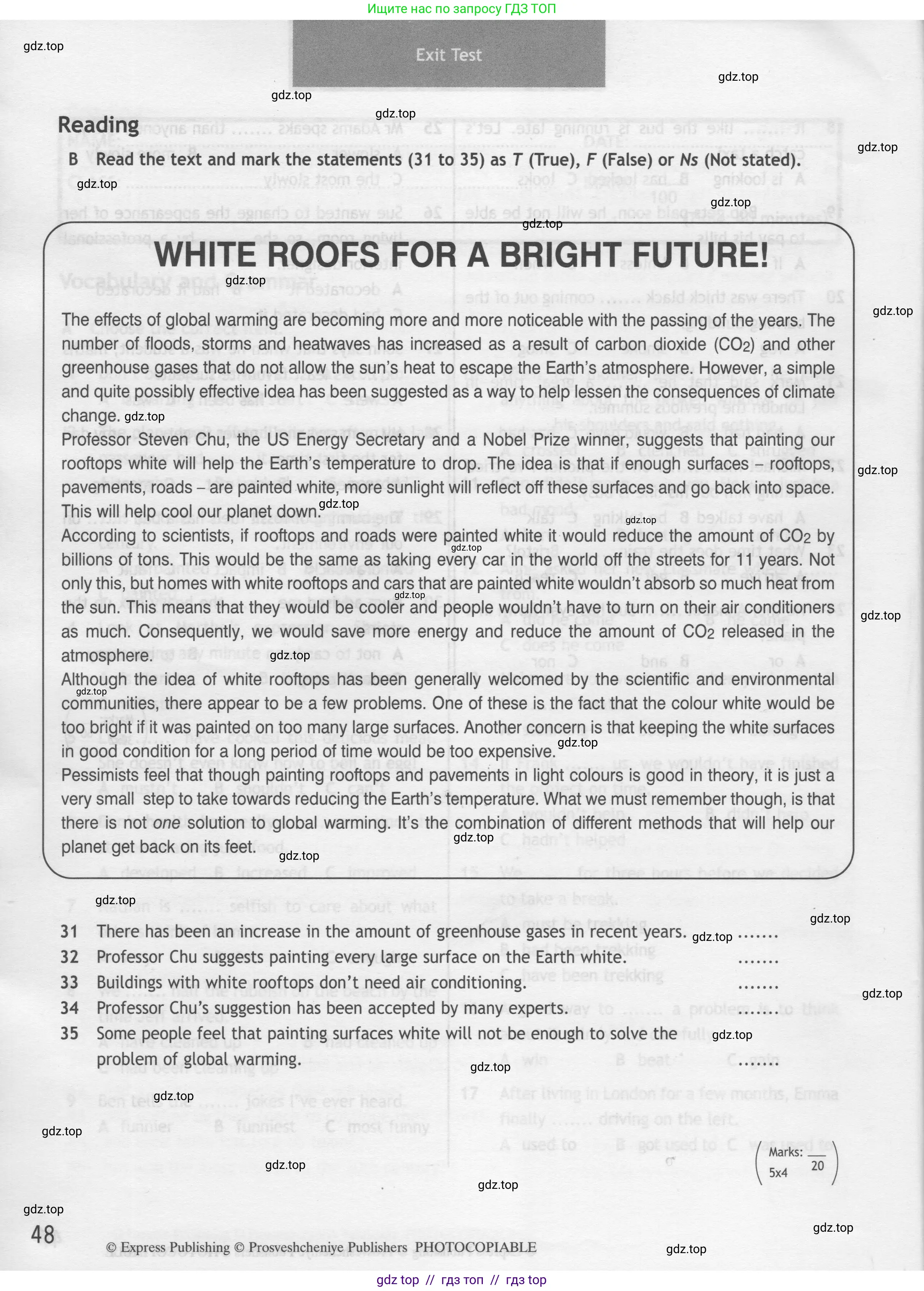 Английский язык (english), 8 класс контрольные задания (test booklet), авторы: Ваулина Юлия Евгеньевна (Vaulina Julia), Дули Дженни (Dooley Jenny), Подоляко Ольга Евгеньевна (Podolyako Olga), Эванс Вирджиния (Evans Virginia), издательство Просвещение, Москва, 2024, бирюзового цвета, страница 48