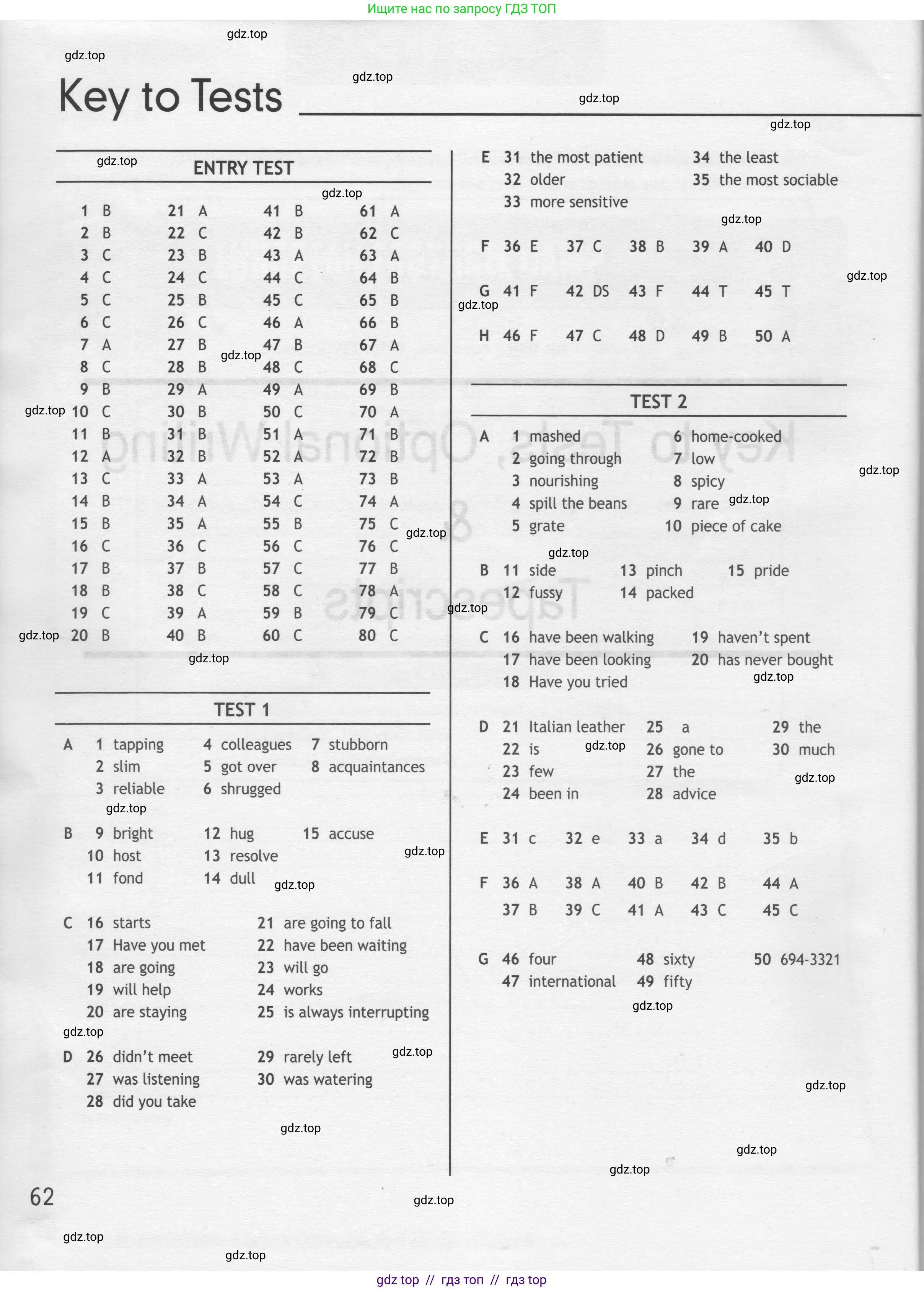 Английский язык (english), 8 класс контрольные задания (test booklet), авторы: Ваулина Юлия Евгеньевна (Vaulina Julia), Дули Дженни (Dooley Jenny), Подоляко Ольга Евгеньевна (Podolyako Olga), Эванс Вирджиния (Evans Virginia), издательство Просвещение, Москва, 2024, бирюзового цвета, страница 62