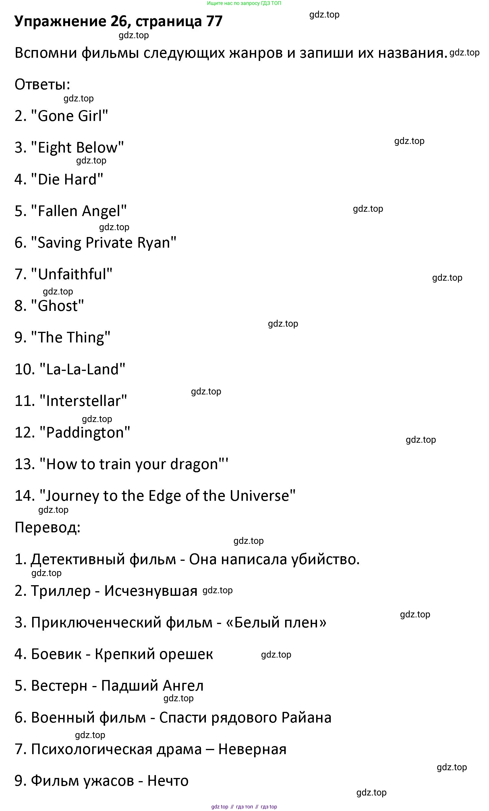 Английский язык (english), 8 класс Лексико-грамматический практикум, авторы: Афанасьева Ольга Васильевна (Afanasyeva Olga), Михеева Ирина Владимировна (Mikheeva Irina), Баранова Ксения Михайловна (Baranova Ksenia), издательство Просвещение, Москва, 2016, белого цвета, страница 77, номер 26, Решение