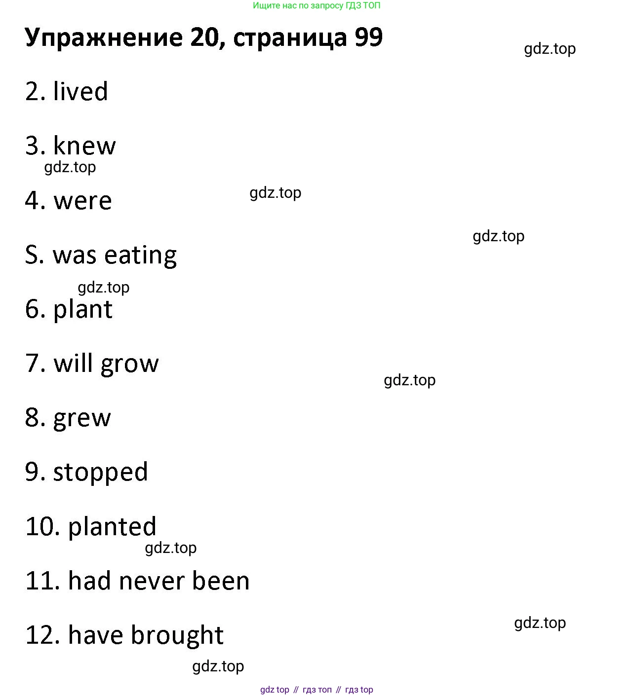 Английский язык (english), 8 класс Лексико-грамматический практикум, авторы: Афанасьева Ольга Васильевна (Afanasyeva Olga), Михеева Ирина Владимировна (Mikheeva Irina), Баранова Ксения Михайловна (Baranova Ksenia), издательство Просвещение, Москва, 2016, белого цвета, страница 99, номер 20, Решение