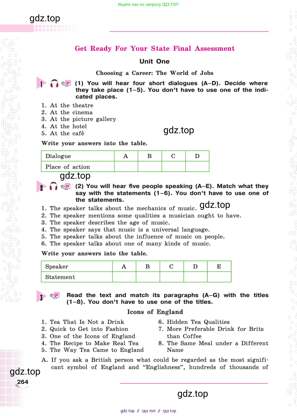 Английский язык (english), 8 класс Учебник, авторы: Афанасьева Ольга Васильевна (Afanasyeva Olga), Михеева Ирина Владимировна (Mikheeva Irina), издательство Просвещение, Москва, 2014, белого цвета, страница 264