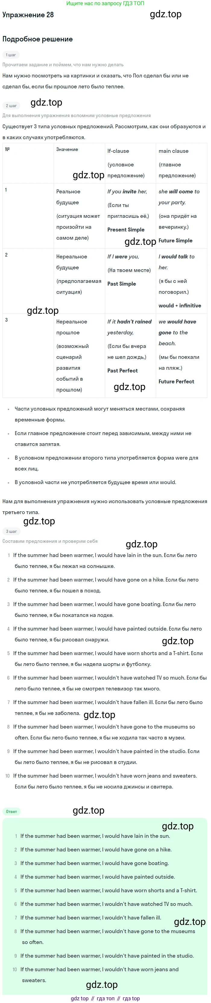 Английский язык (english), 8 класс Учебник, авторы: Афанасьева Ольга Васильевна (Afanasyeva Olga), Михеева Ирина Владимировна (Mikheeva Irina), издательство Просвещение, Москва, 2014, белого цвета, страница 16, номер 28, Решение