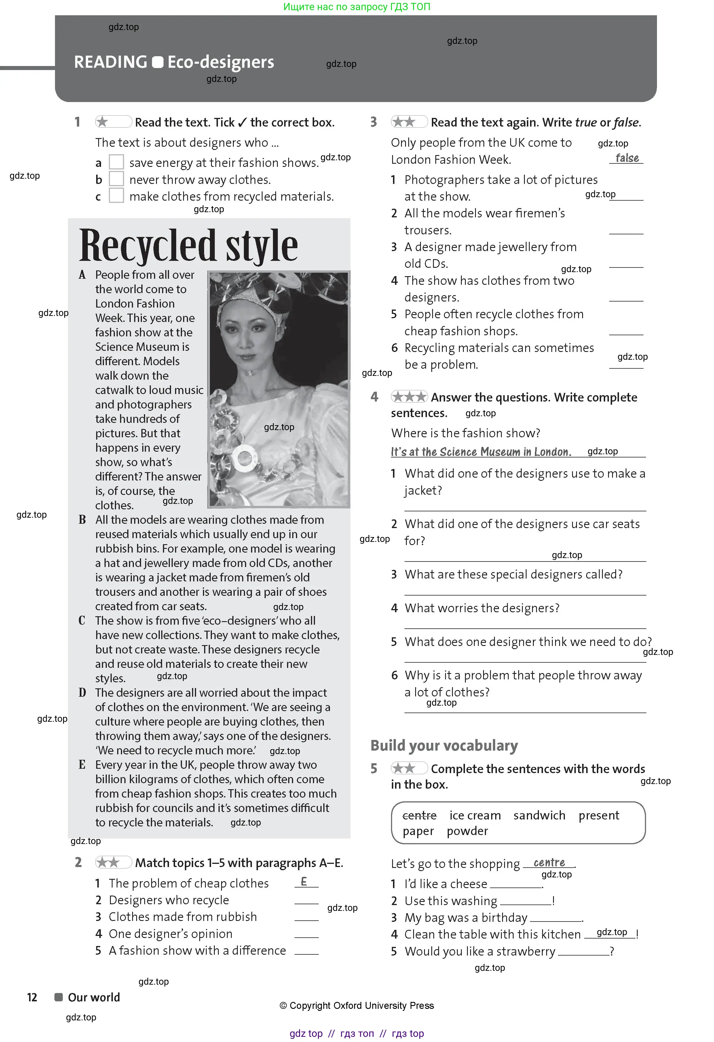 Английский язык (english), 8 класс Рабочая тетрадь (workbook), авторы: Hardy-Gould Janet, Styring James, издательство Oxford University Press, Алматы, 2018, салатового цвета, страница 12