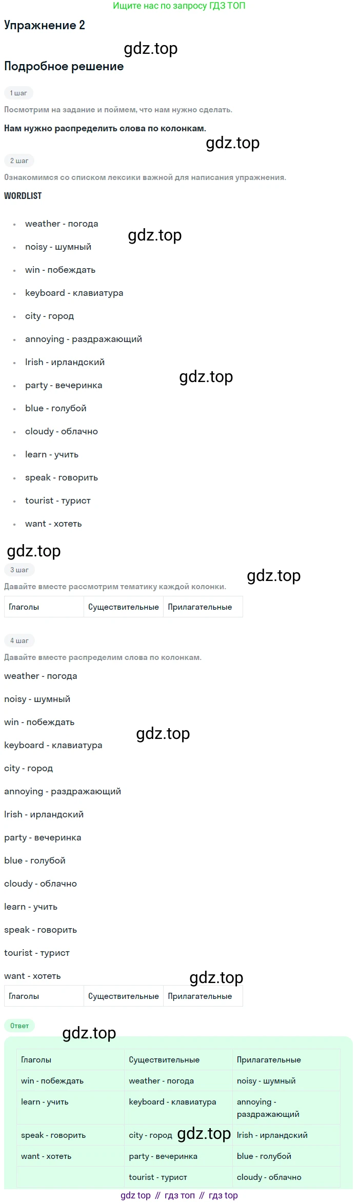 Английский язык (english), 8 класс рабочая тетрадь, авторы: Комарова Юлия Александровна, Ларионова Ирина Владимировна, издательство Русское слово, Москва, 2013, розового цвета, страница 4, номер 2, Решение