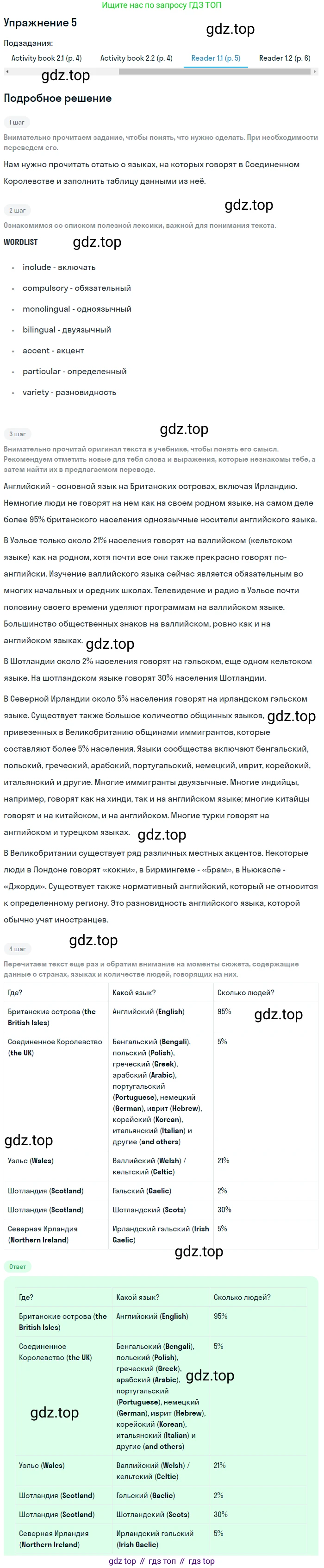 Английский язык (english), 8 класс Учебник (Student's book), авторы: Кузовлев Владимир Петрович (Kuzovlev Vladimir), Лапа Наталья Михайловна, Перегудова Эльвира Шакировна, Костина Ирина Павловна, Кузнецова Елена Вячеславовна, Дуванова Ольга Викторовна, Кобец Юлия Николаевна, издательство Просвещение, Москва, 2014, зелёного цвета, страница 9, номер 5, Решение