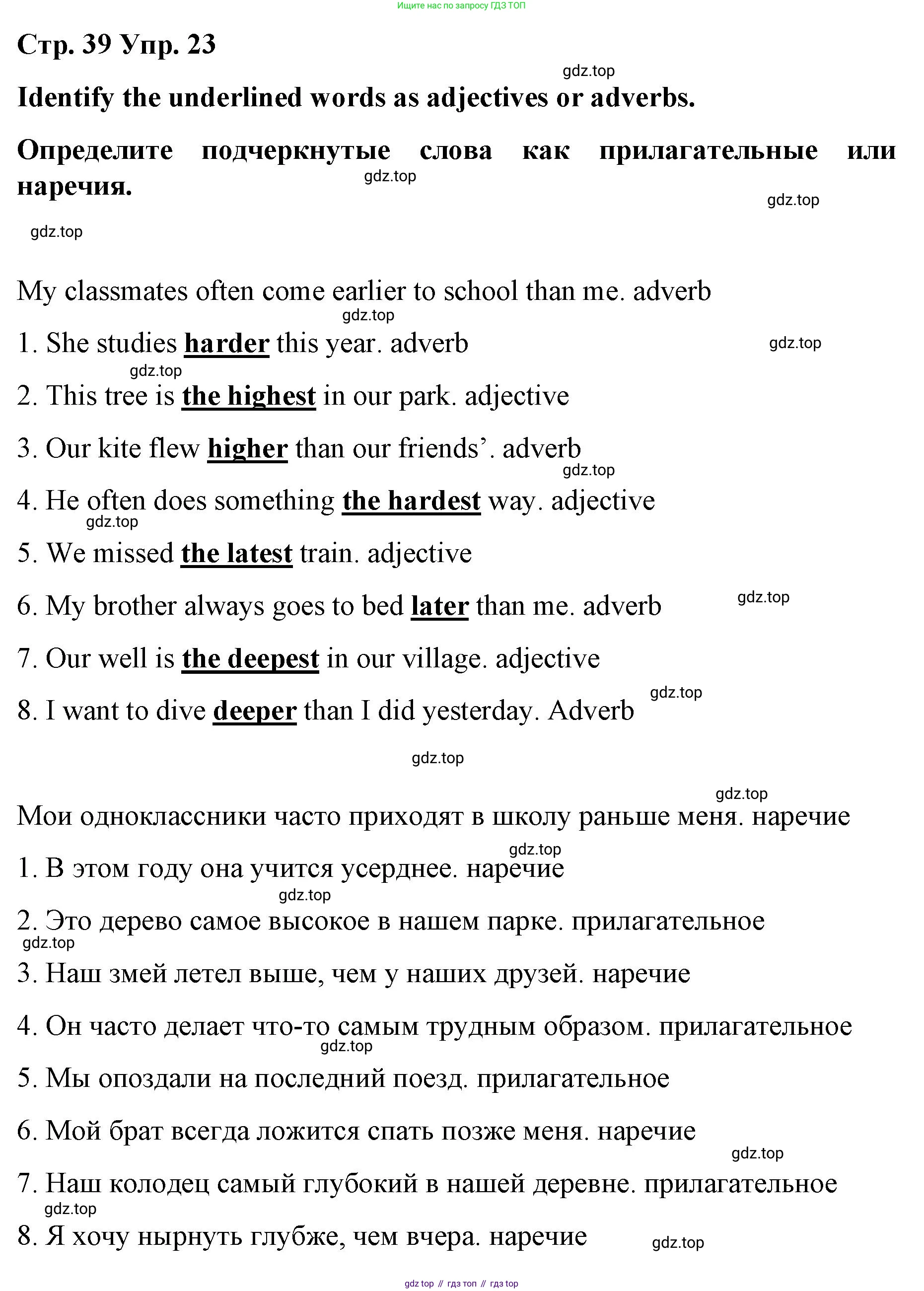 Английский язык (english), 8 класс Грамматический тренажёр, автор: Тимофеева Светлана Леонидовна, издательство Просвещение, Москва, 2024, бирюзового цвета, страница 39, номер 23, Решение 3 (2024-2027)