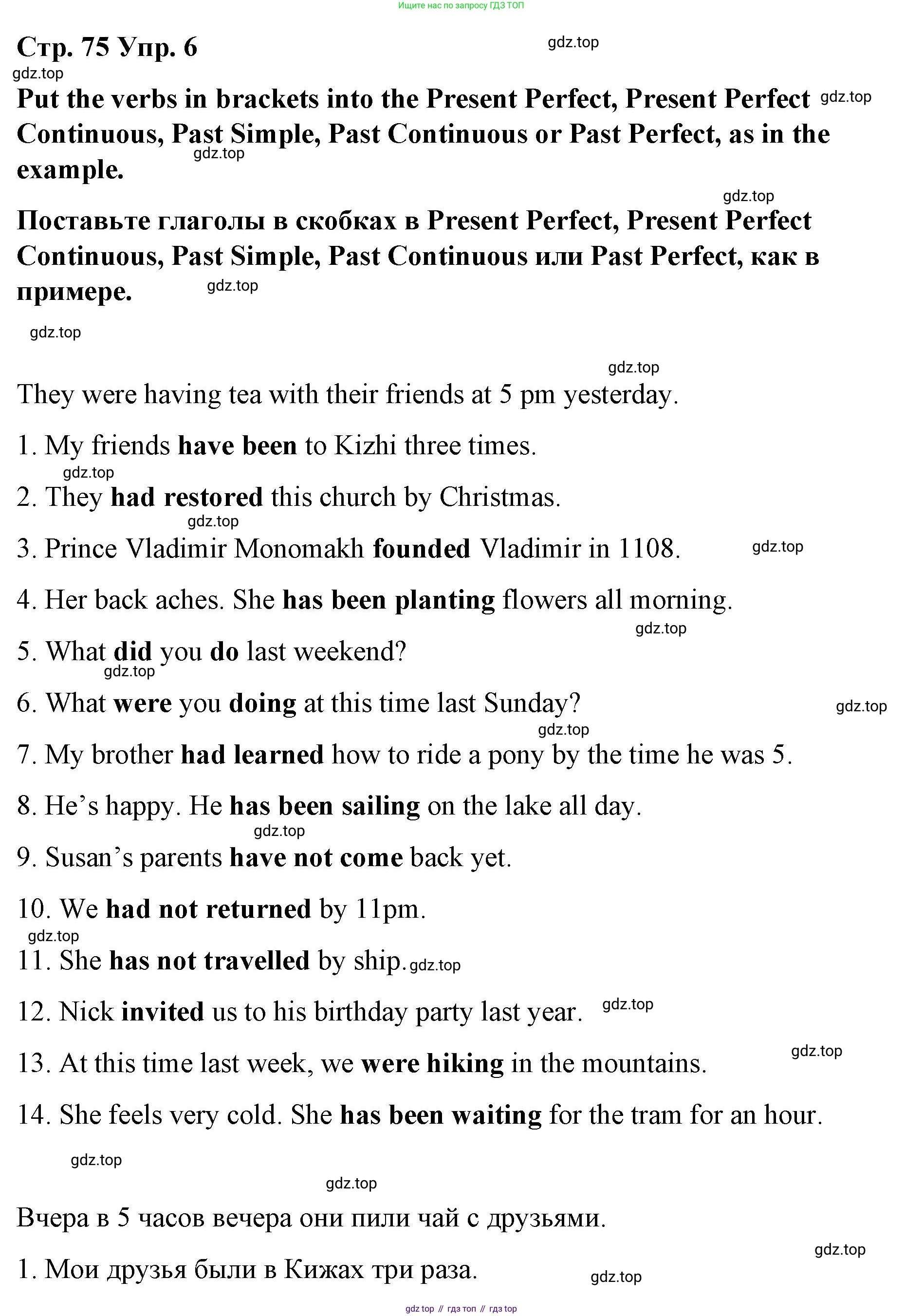 Английский язык (english), 8 класс Грамматический тренажёр, автор: Тимофеева Светлана Леонидовна, издательство Просвещение, Москва, 2024, бирюзового цвета, страница 75, номер 6, Решение 3 (2024-2027)